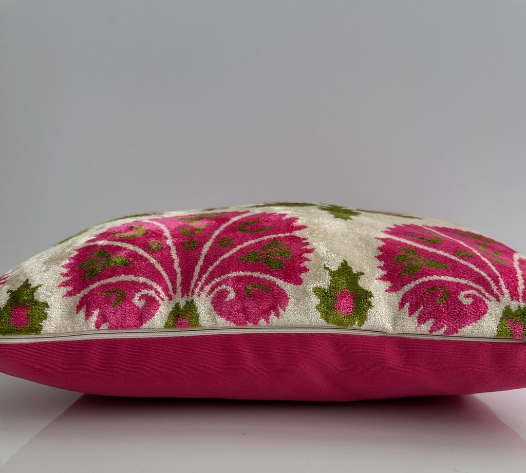 Pink Carnations Velvet Cushion Cover 16''x16'' / 40x40 CM