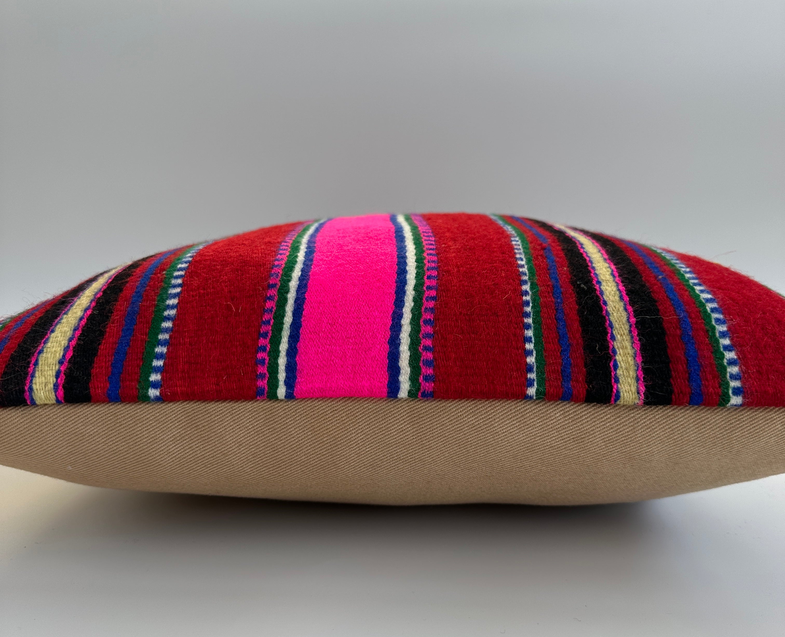 Handmade Multicoloured Striped Cushion Cover 16''x16'' / 41x39 CM