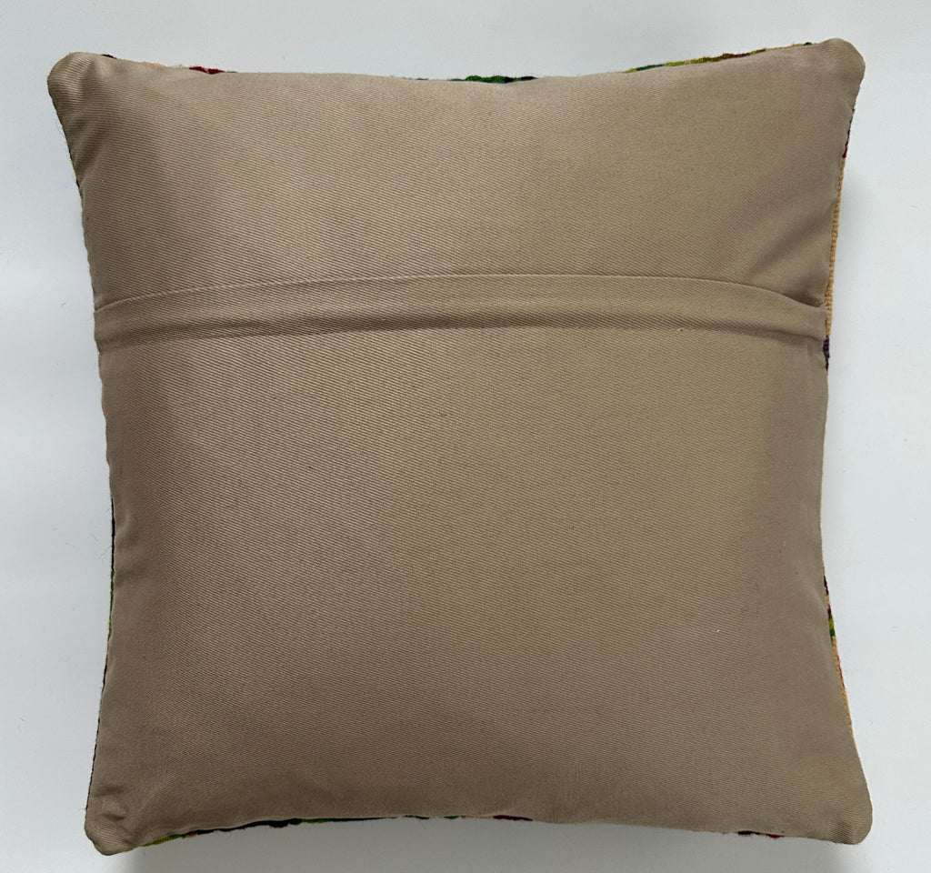 Floral Handmade Turkish Rug Cushion Cover 16''x16'' / 42x40 CM