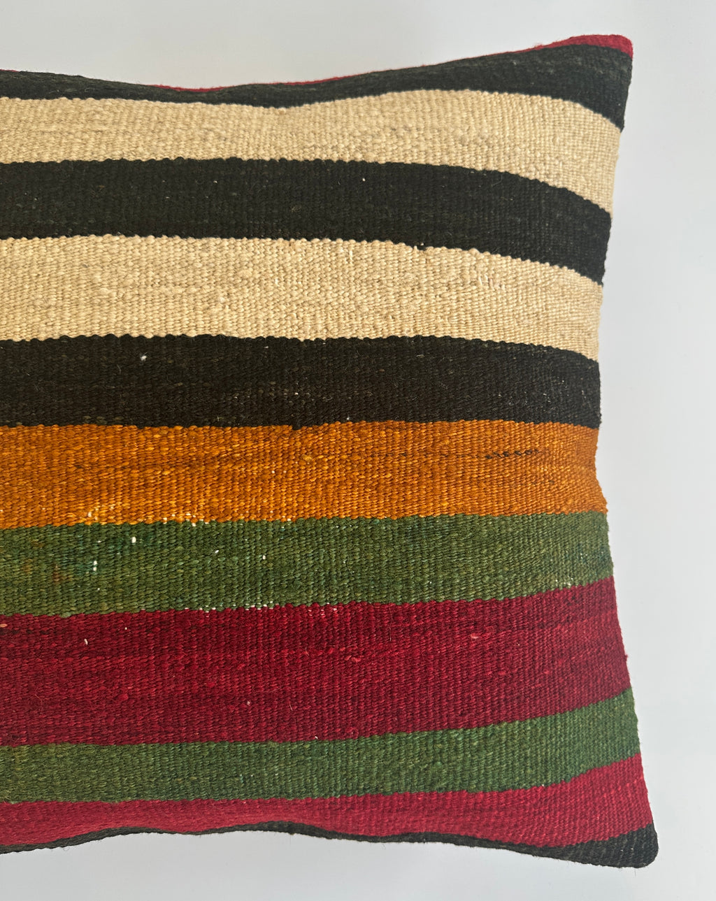 Handmade Striped  Multicolour Turkish Rug Cushion Cover 18''x18'' / 45x44 CM