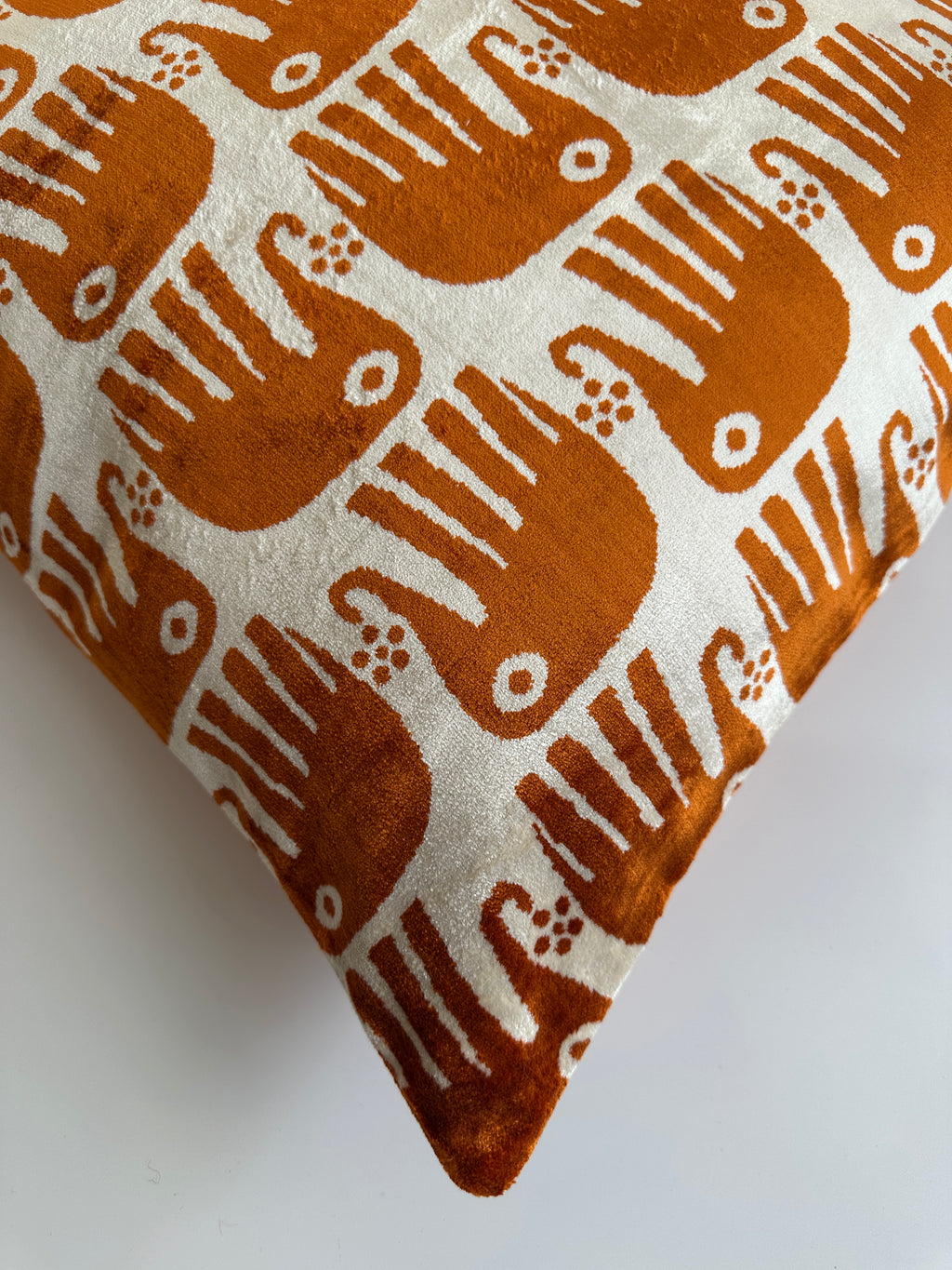Saffron Elephant Velvet Cushion Cover 16''x16'' / 40x40 CM