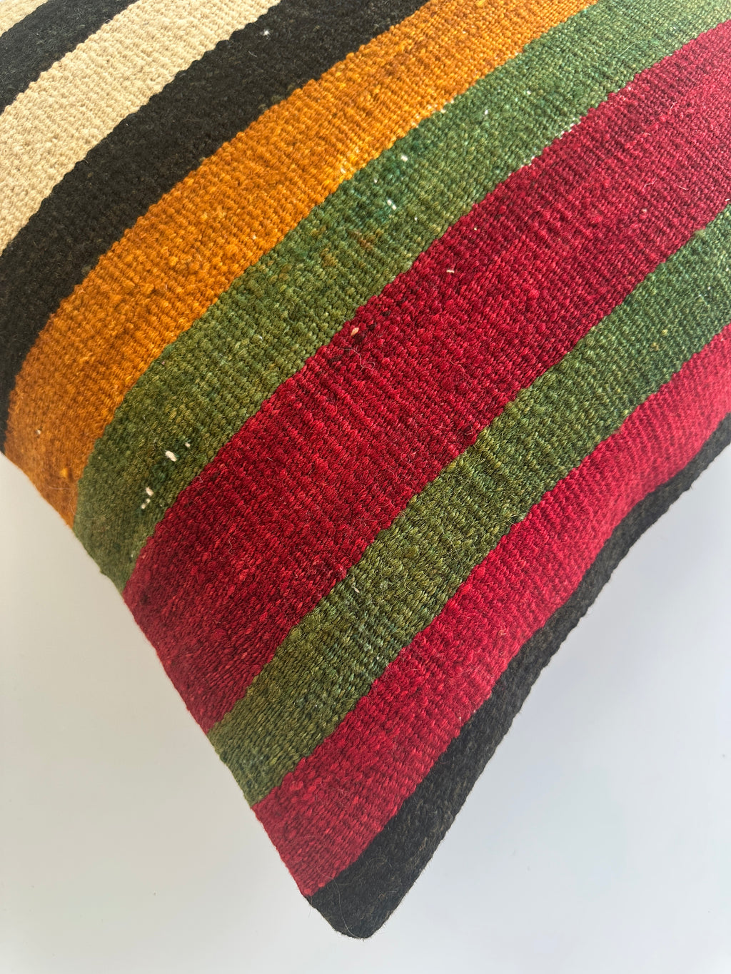 Handmade Striped  Multicolour Turkish Rug Cushion Cover 18''x18'' / 45x44 CM