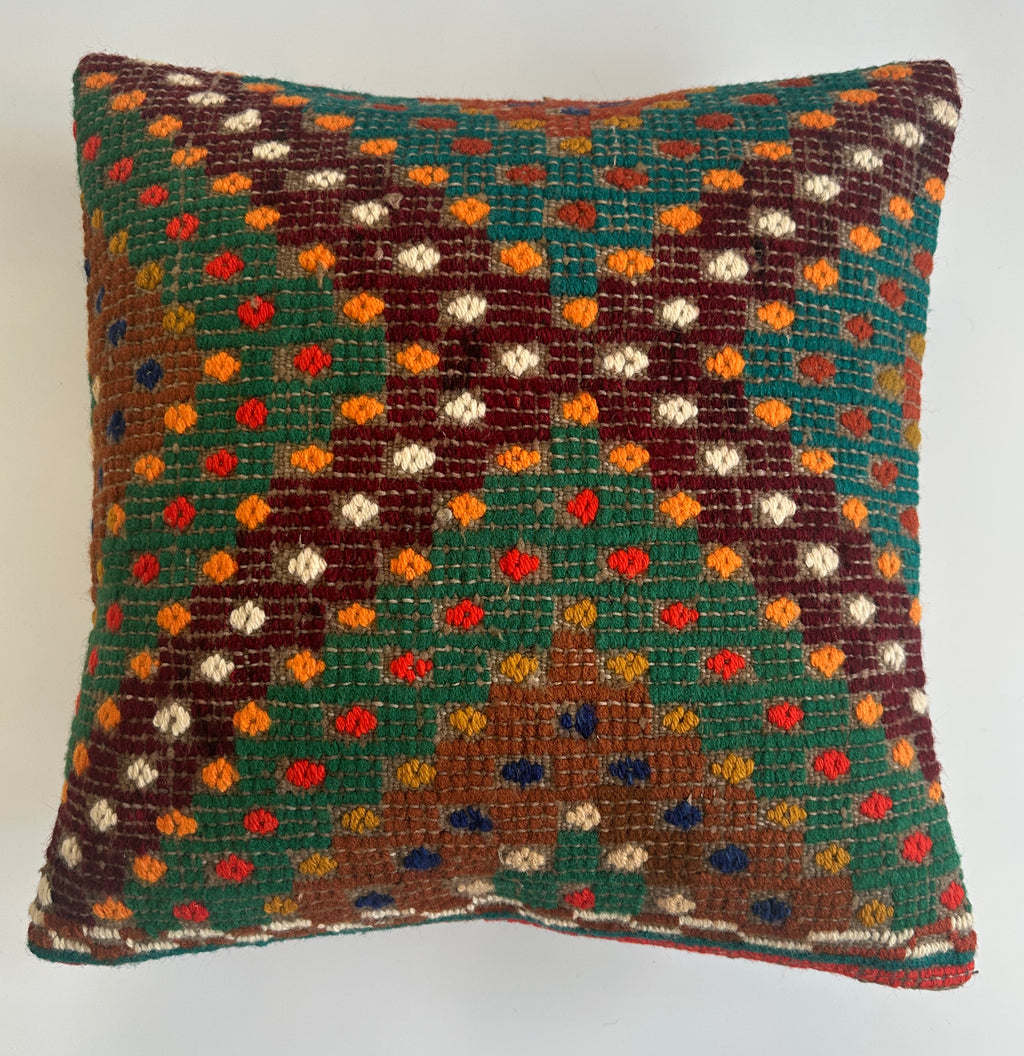 Handmade Multicolour Turkish Rug Cushion Cover 18''x18'' / 44x44 CM