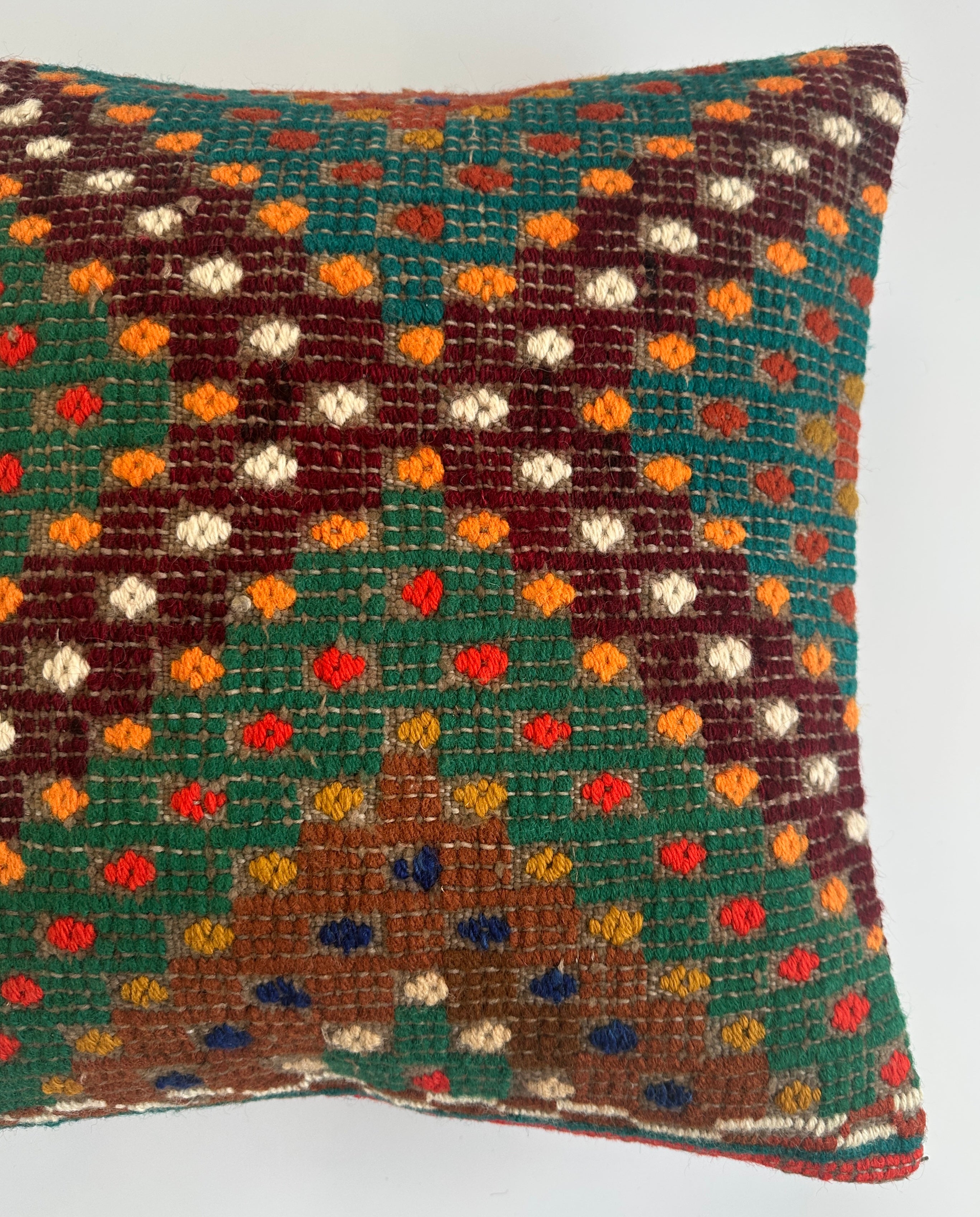 Handmade Multicolour Turkish Rug Cushion Cover 18''x18'' / 44x44 CM