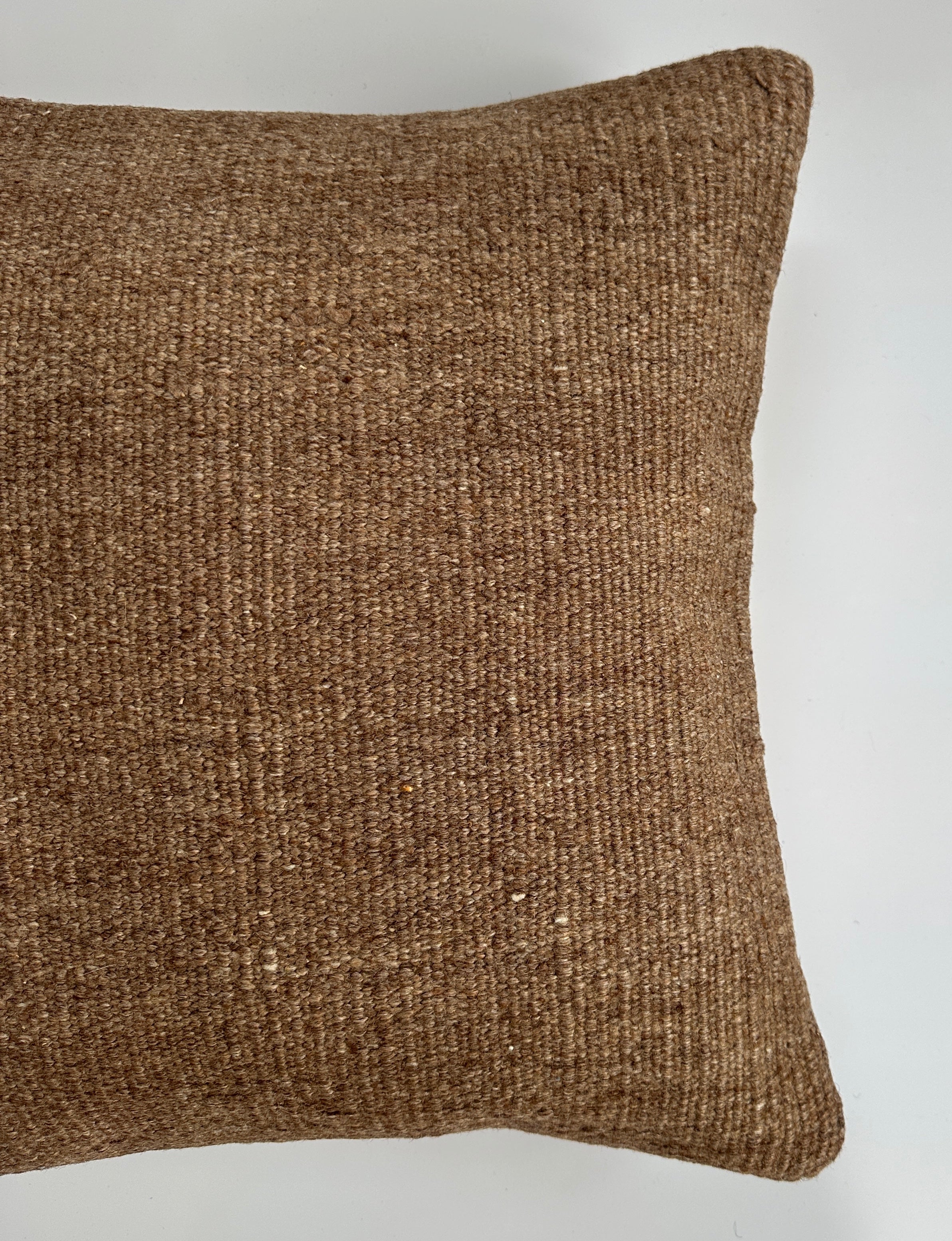 Handmade Textured Brown Turkish Cushion Cover 16''x16'' / 41x41 CM