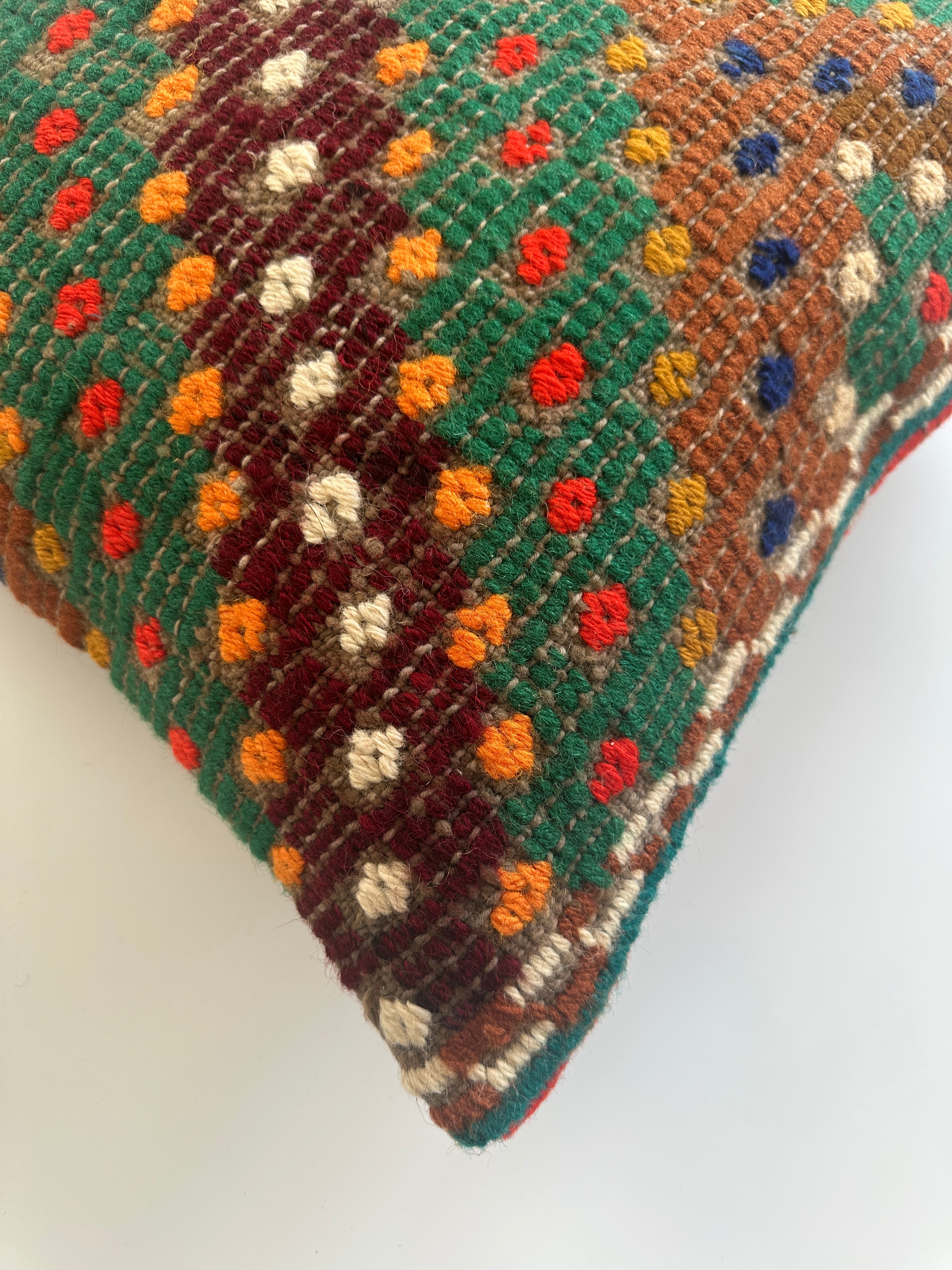 Handmade Multicolour Turkish Rug Cushion Cover 18''x18'' / 44x44 CM