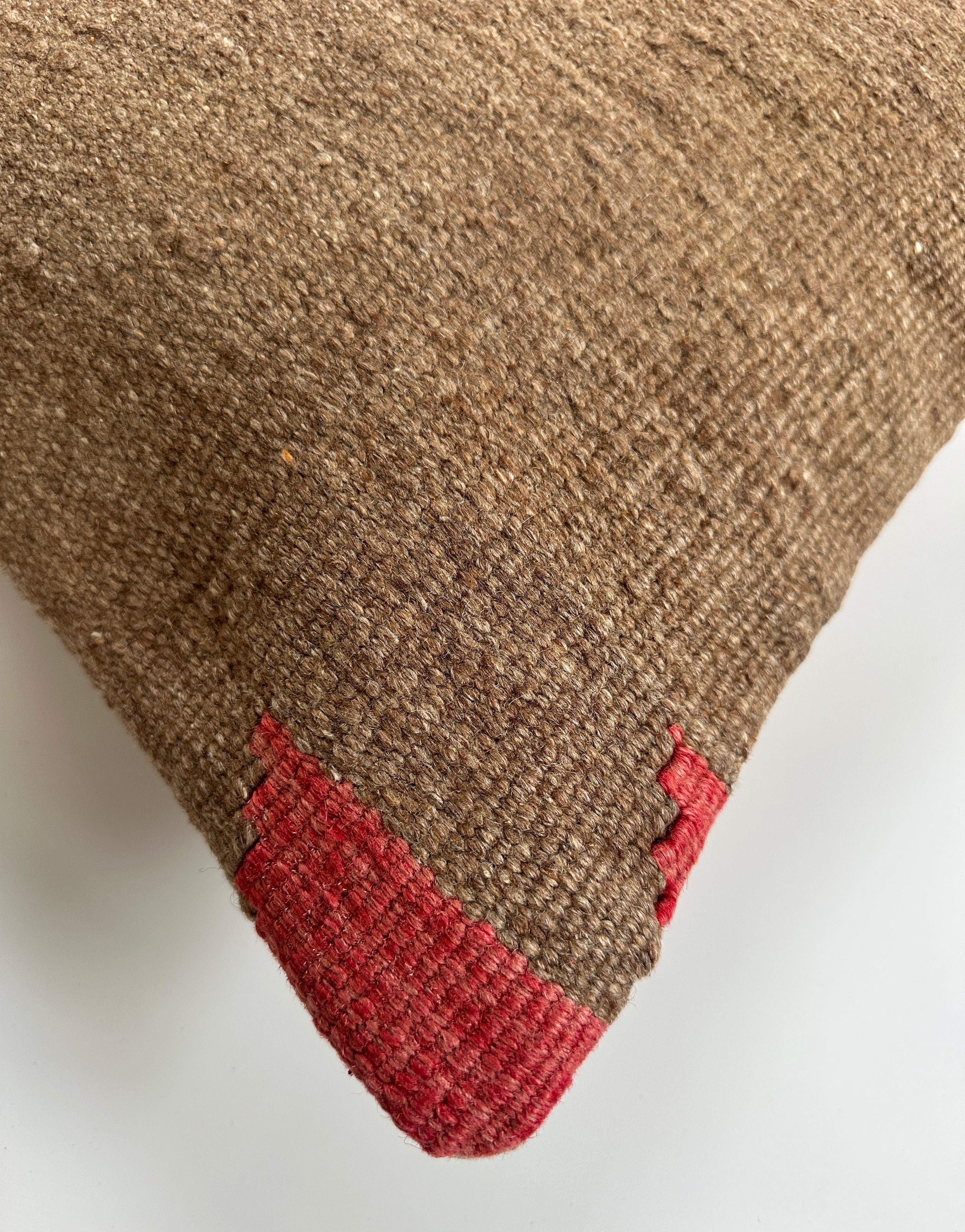 Handmade Textured Brown Turkish Cushion Cover 16''x16'' / 41x41 CM