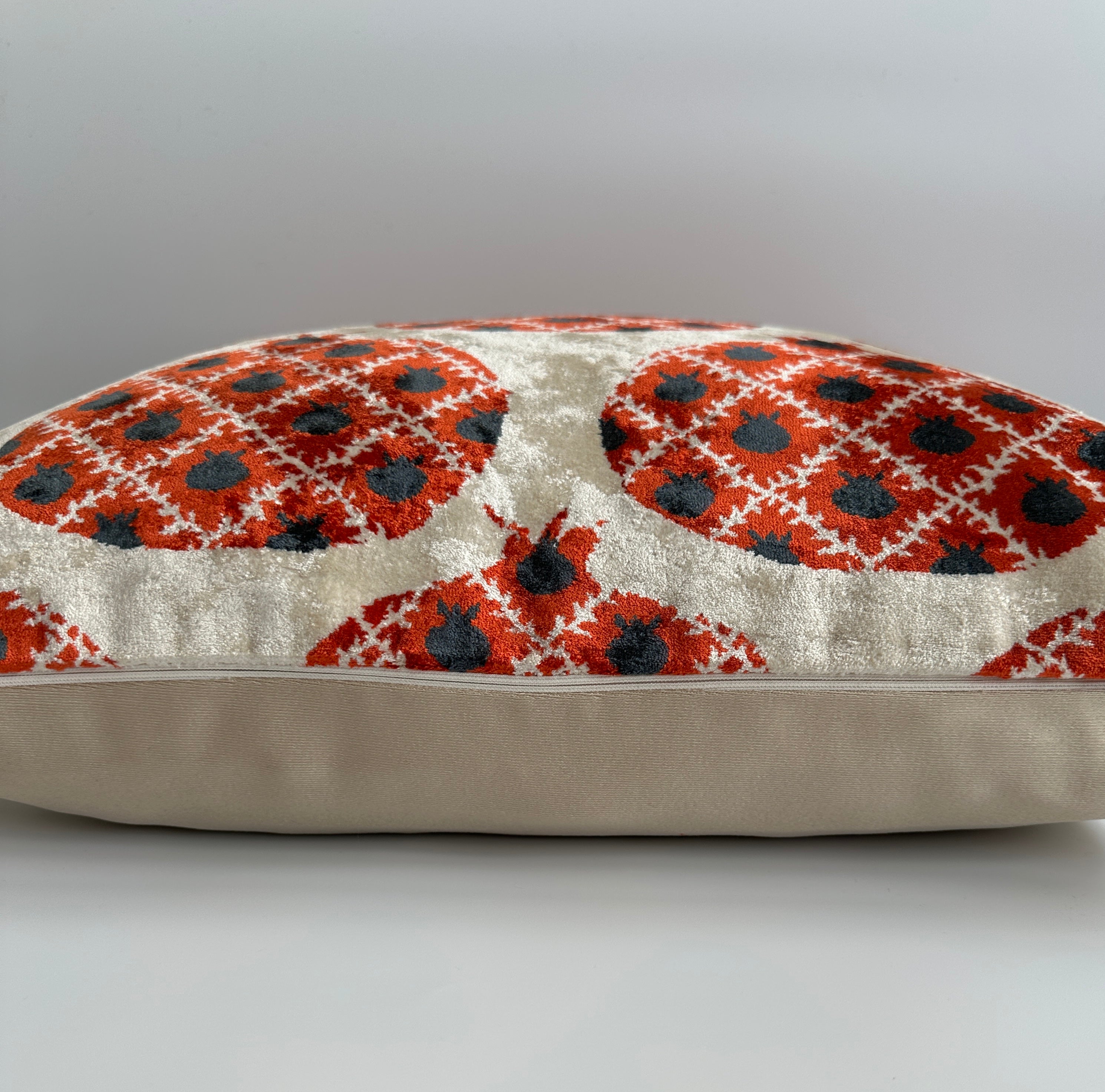 Red Pomegranate Velvet Cushion Cover 16''x16'' / 40x39 CM