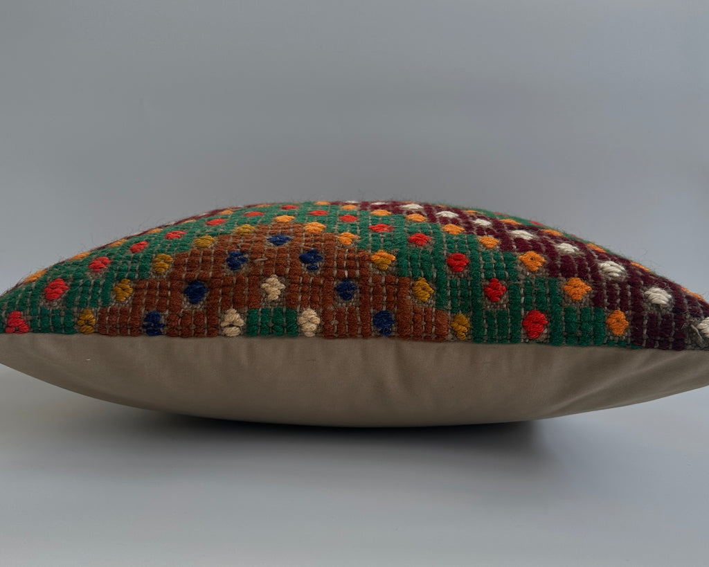 Handmade Multicolour Turkish Rug Cushion Cover 18''x18'' / 44x44 CM