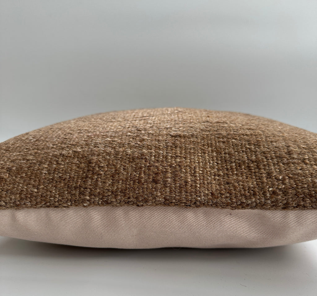 Handmade Textured Brown Turkish Cushion Cover 16''x16'' / 41x41 CM