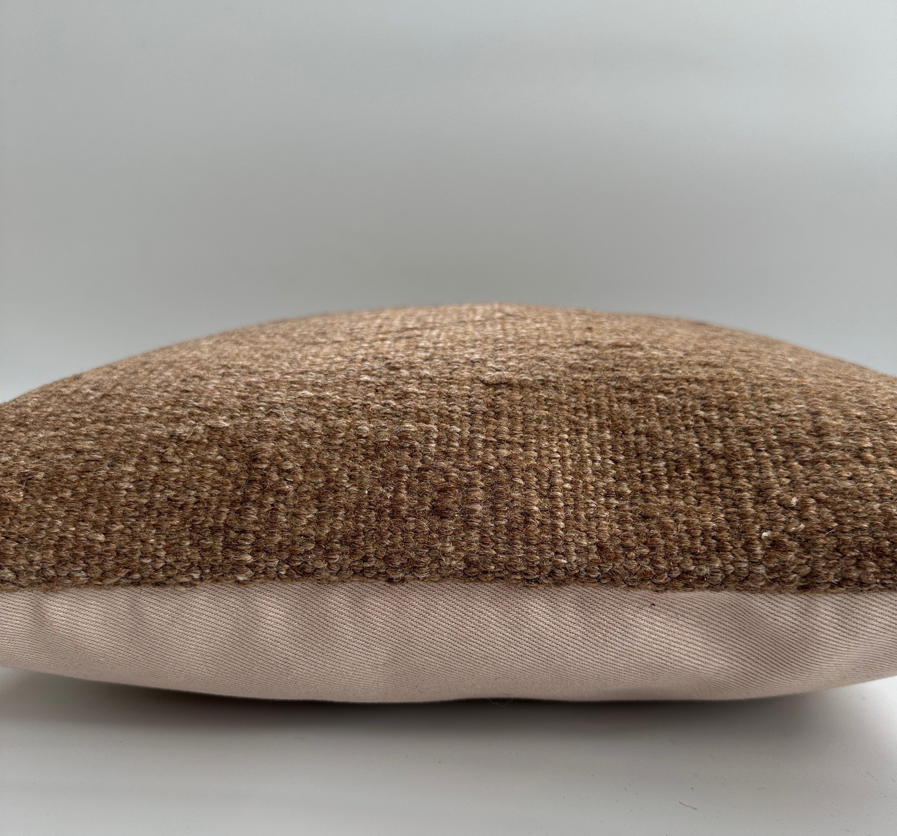 Handmade Textured Brown Turkish Cushion Cover 16''x16'' / 41x41 CM