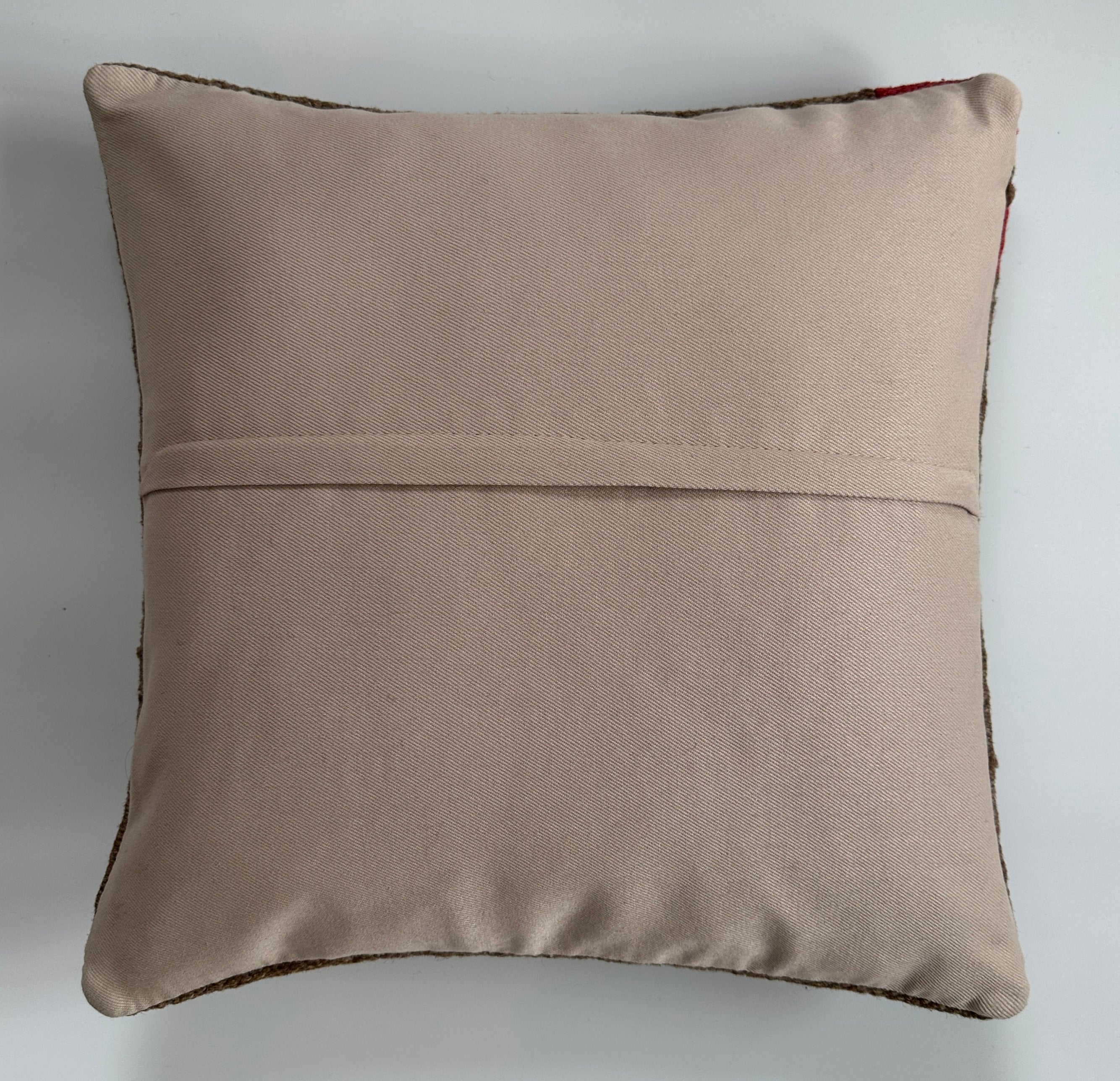 Handmade Textured Brown Turkish Cushion Cover 16''x16'' / 41x41 CM
