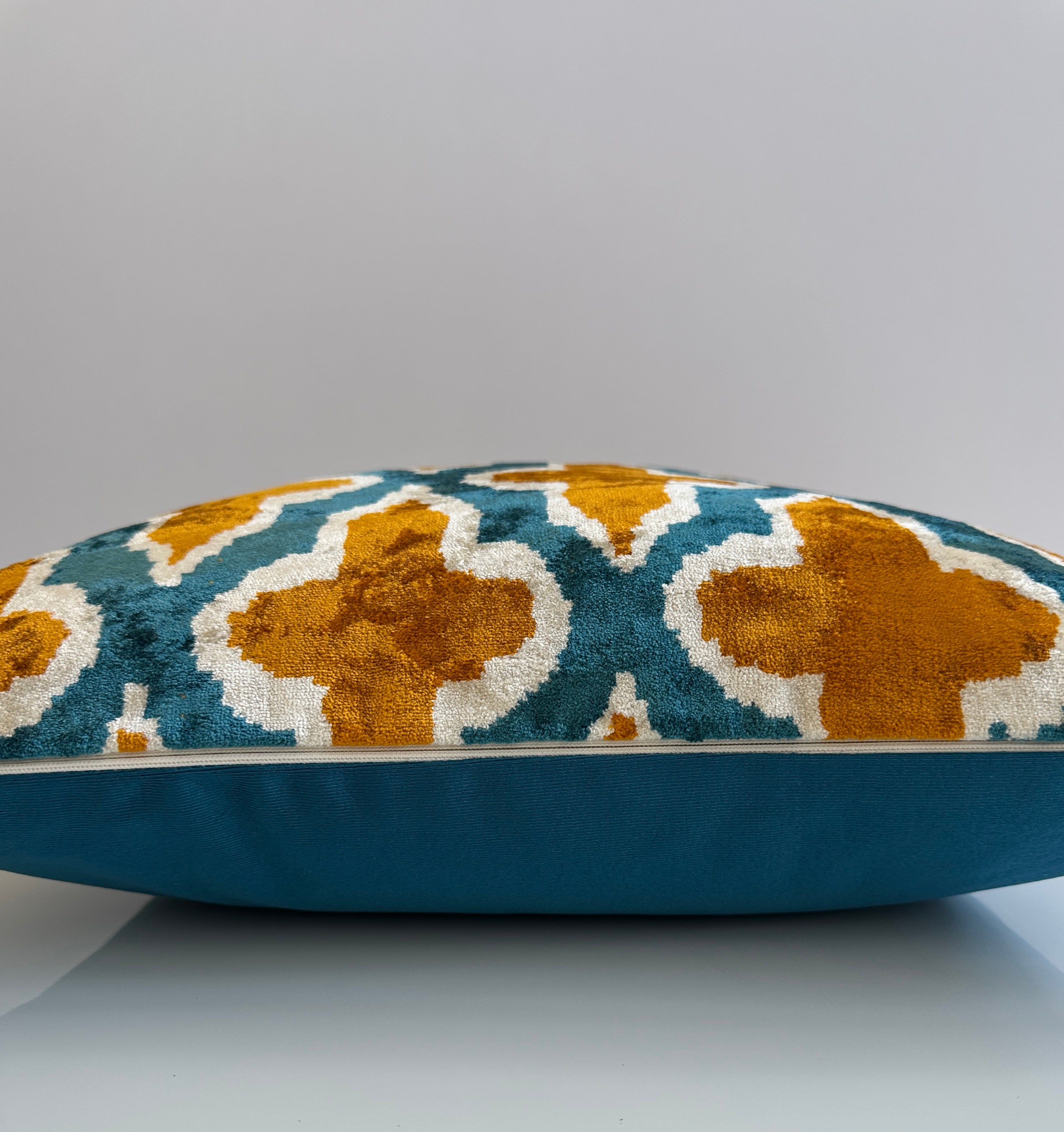 Mustard Ikat Velvet Cushion Cover 20''x20'' / 50x50 CM