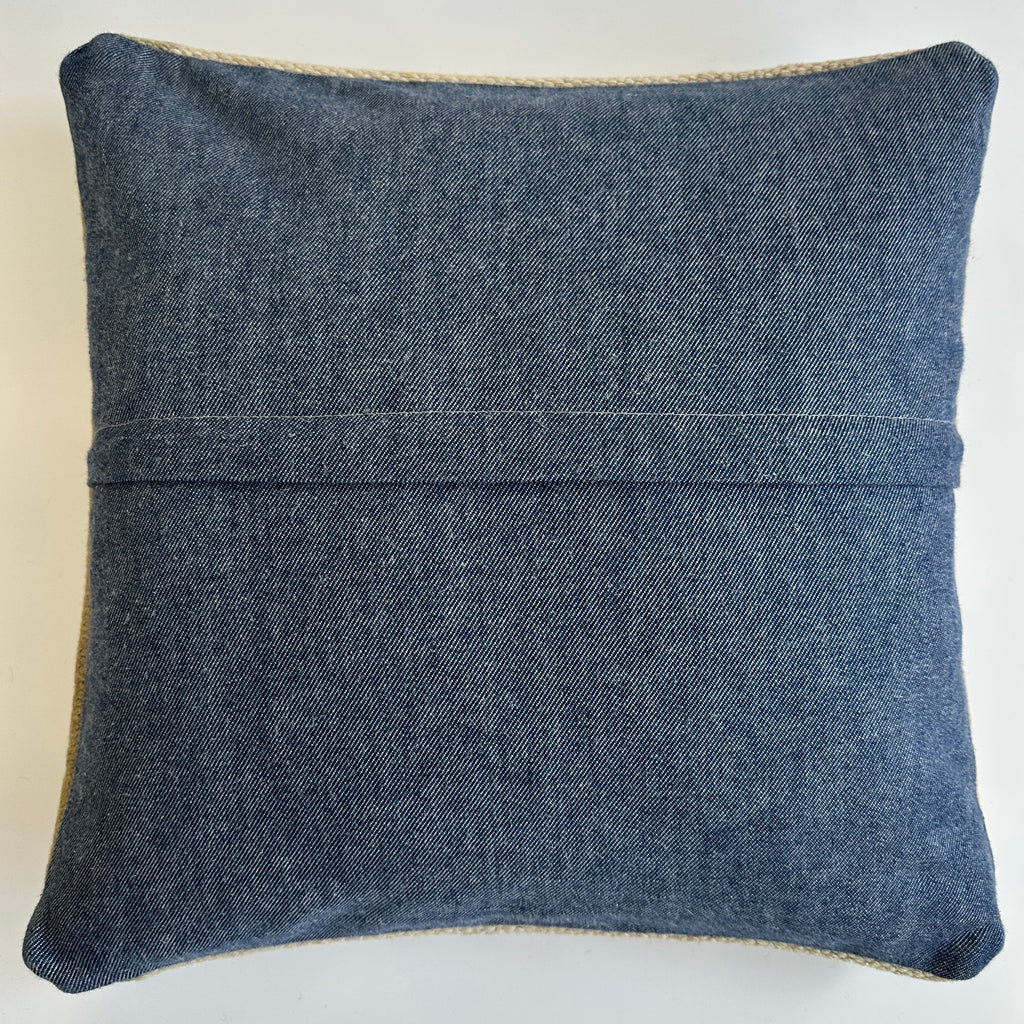 Handmade Textured Cream Turkish Rug Cushion Cover 18''x18'' / 44x43 CM