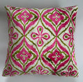 Pink Floral Ikat Velvet Cushion Cover 16''x16'' / 40x40 CM