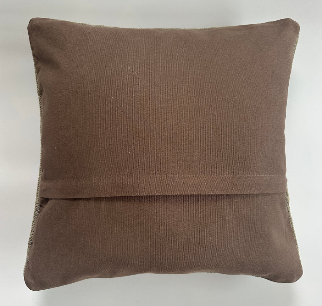 Handmade Textured Grey Turkish Rug Cushion Cover 16''x16'' / 41x41 CM