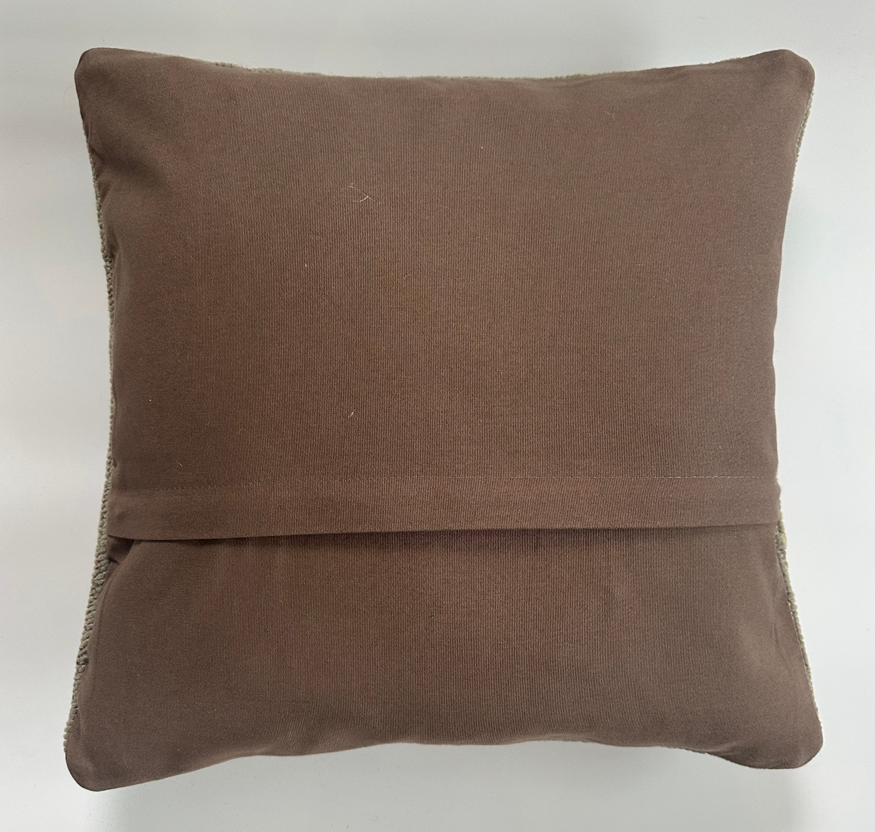 Handmade Textured Grey Turkish Rug Cushion Cover 16''x16'' / 41x41 CM