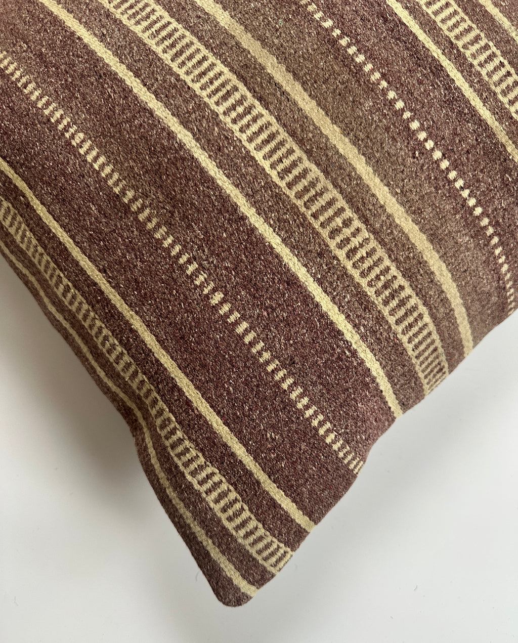 Handmade Striped Brown Turkish Cushion Cover 16''x16'' / 40x40 CM