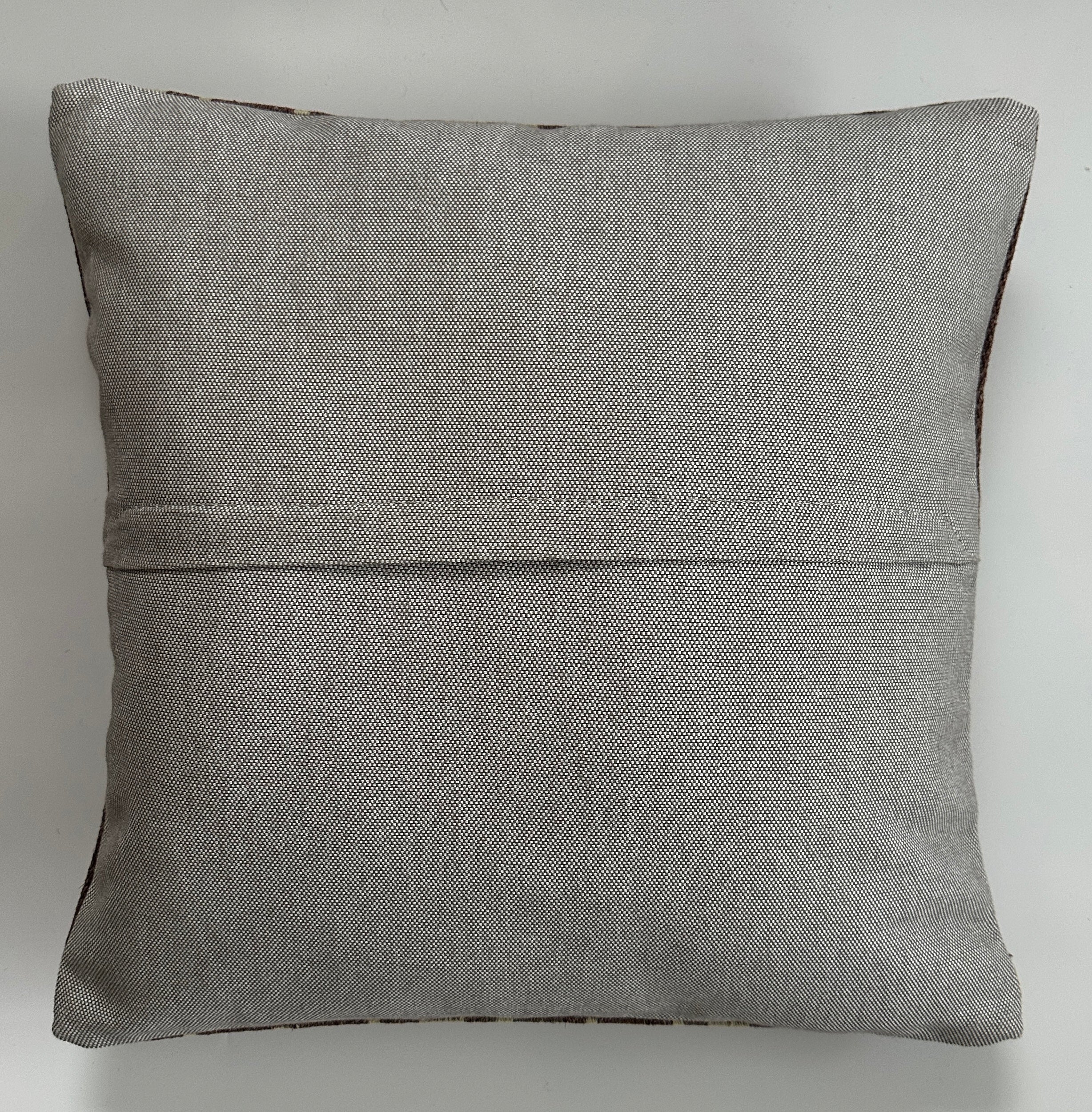 Handmade Striped Brown Turkish Cushion Cover 16''x16'' / 40x40 CM