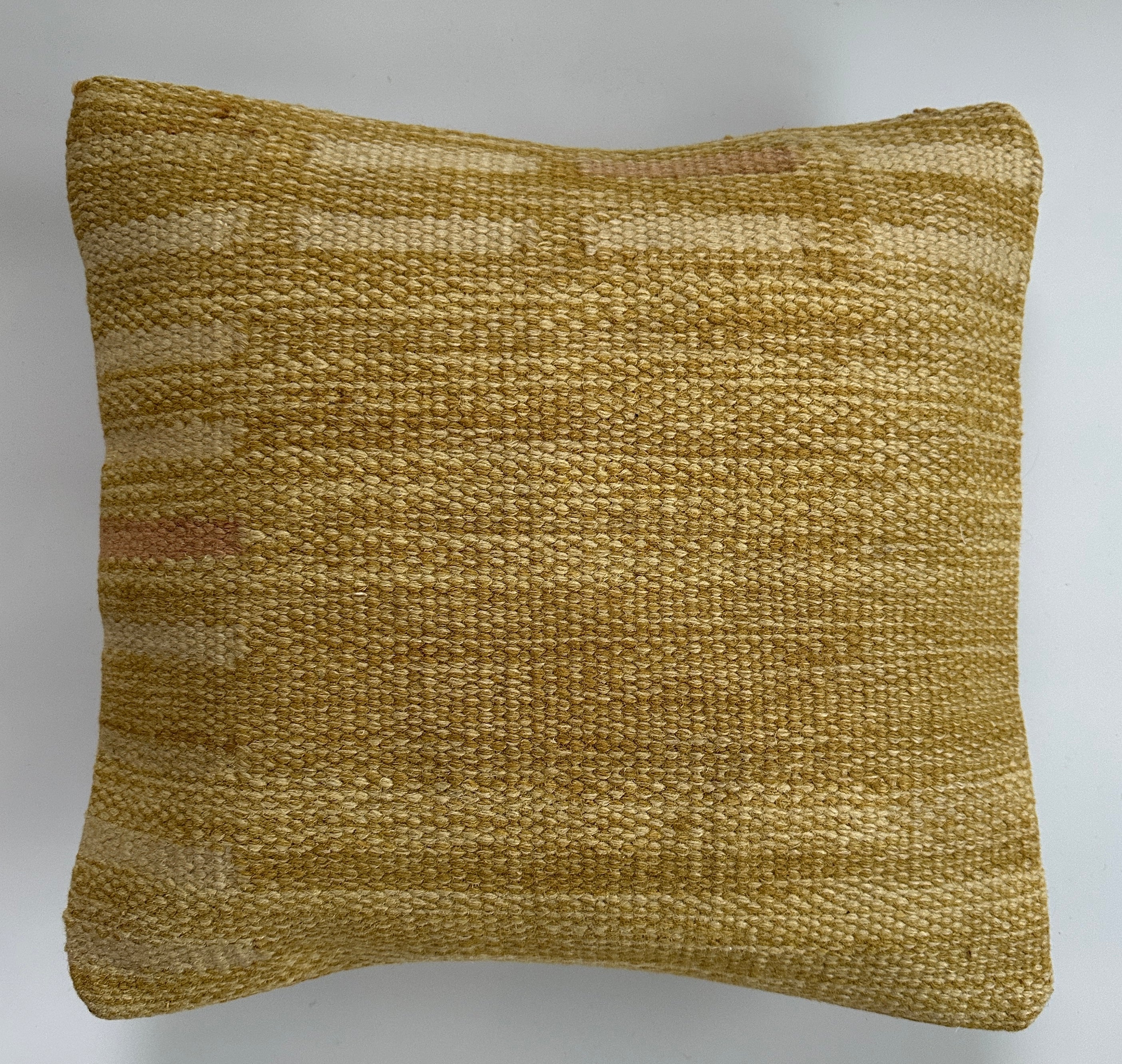 Handmade Mustard Yellow Turkish Rug Cushion Cover 16''x16'' / 37x39 CM