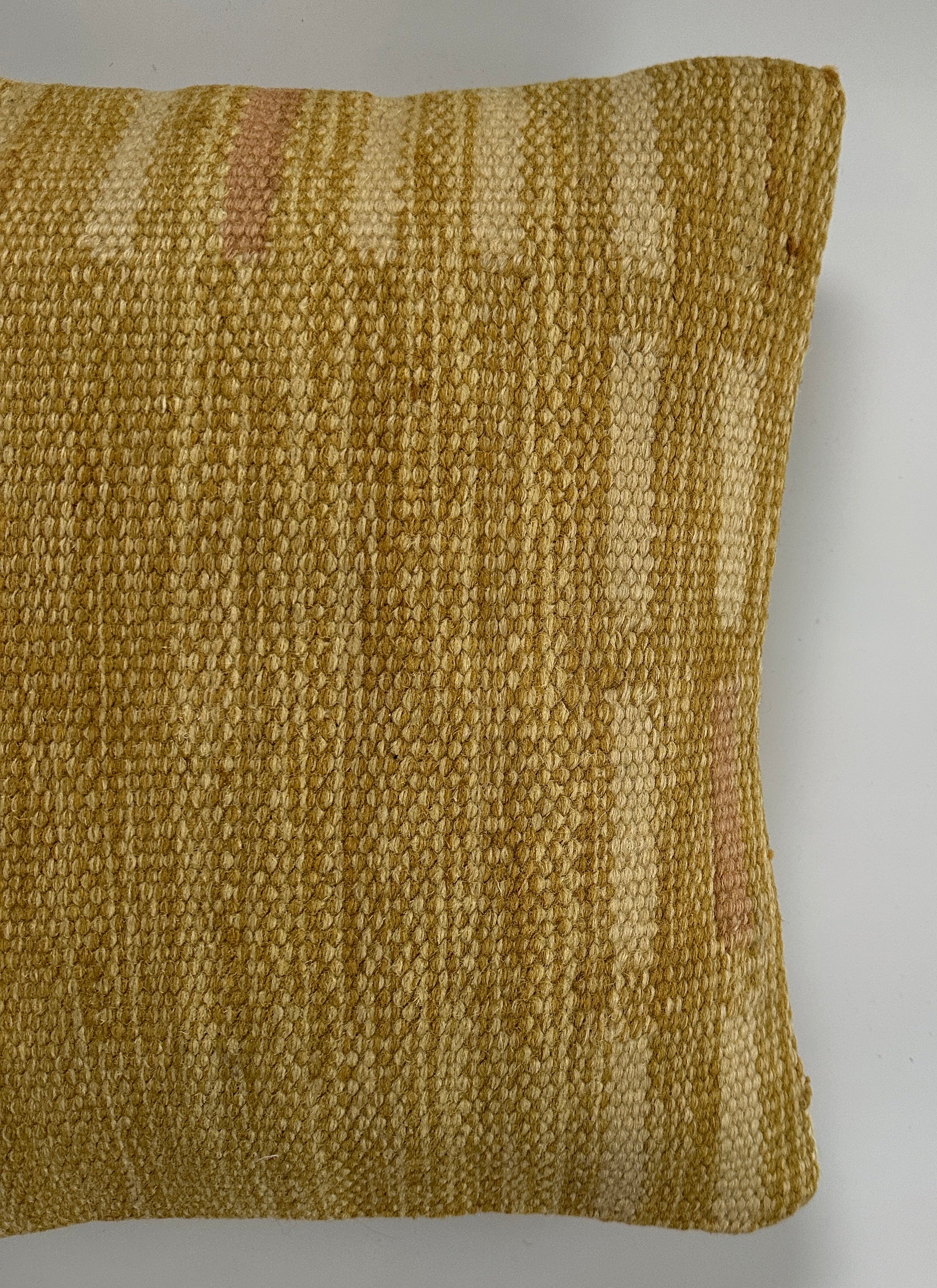 Handmade Mustard Yellow Turkish Rug Cushion Cover 16''x16'' / 37x39 CM