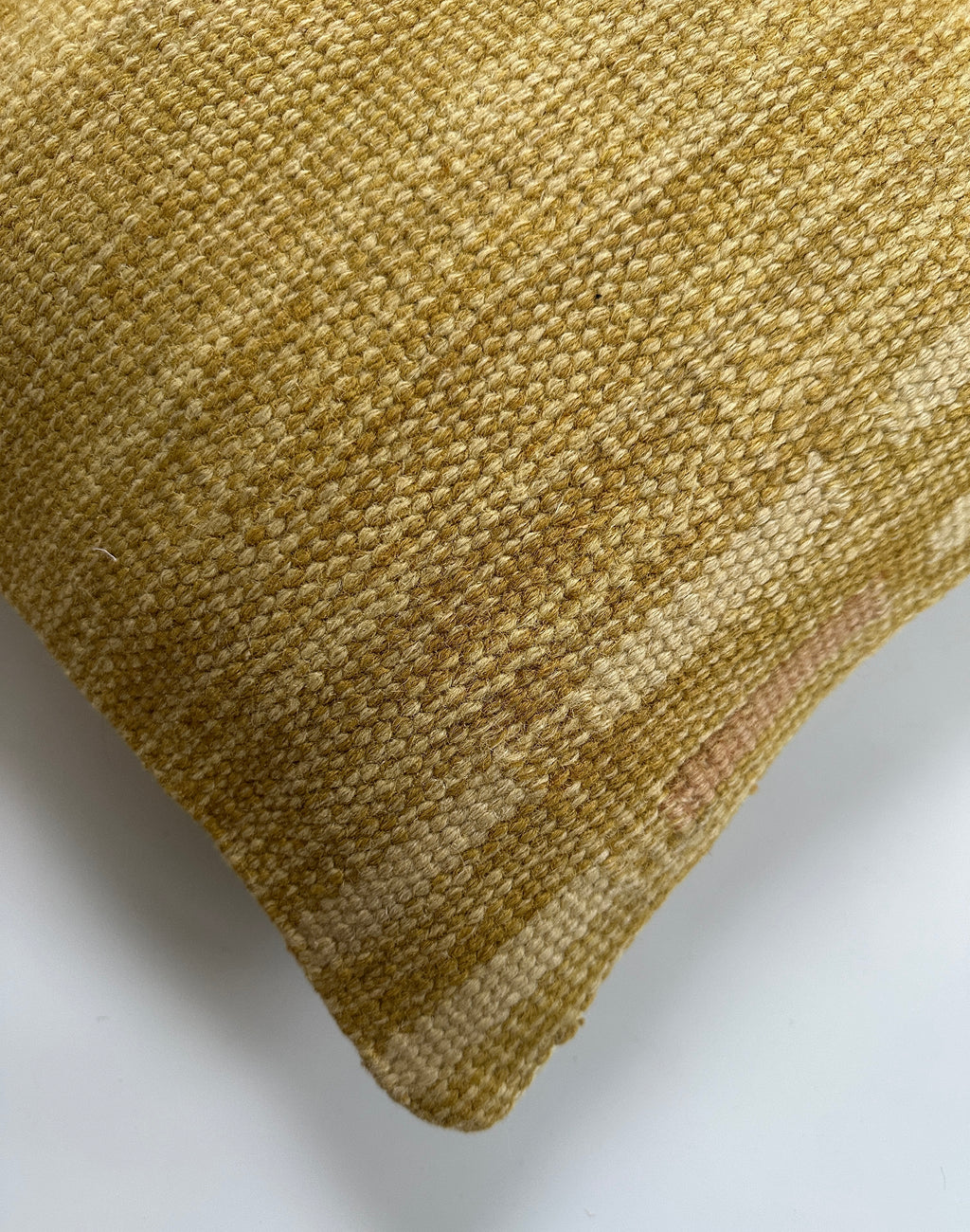 Handmade Mustard Yellow Turkish Rug Cushion Cover 16''x16'' / 37x39 CM