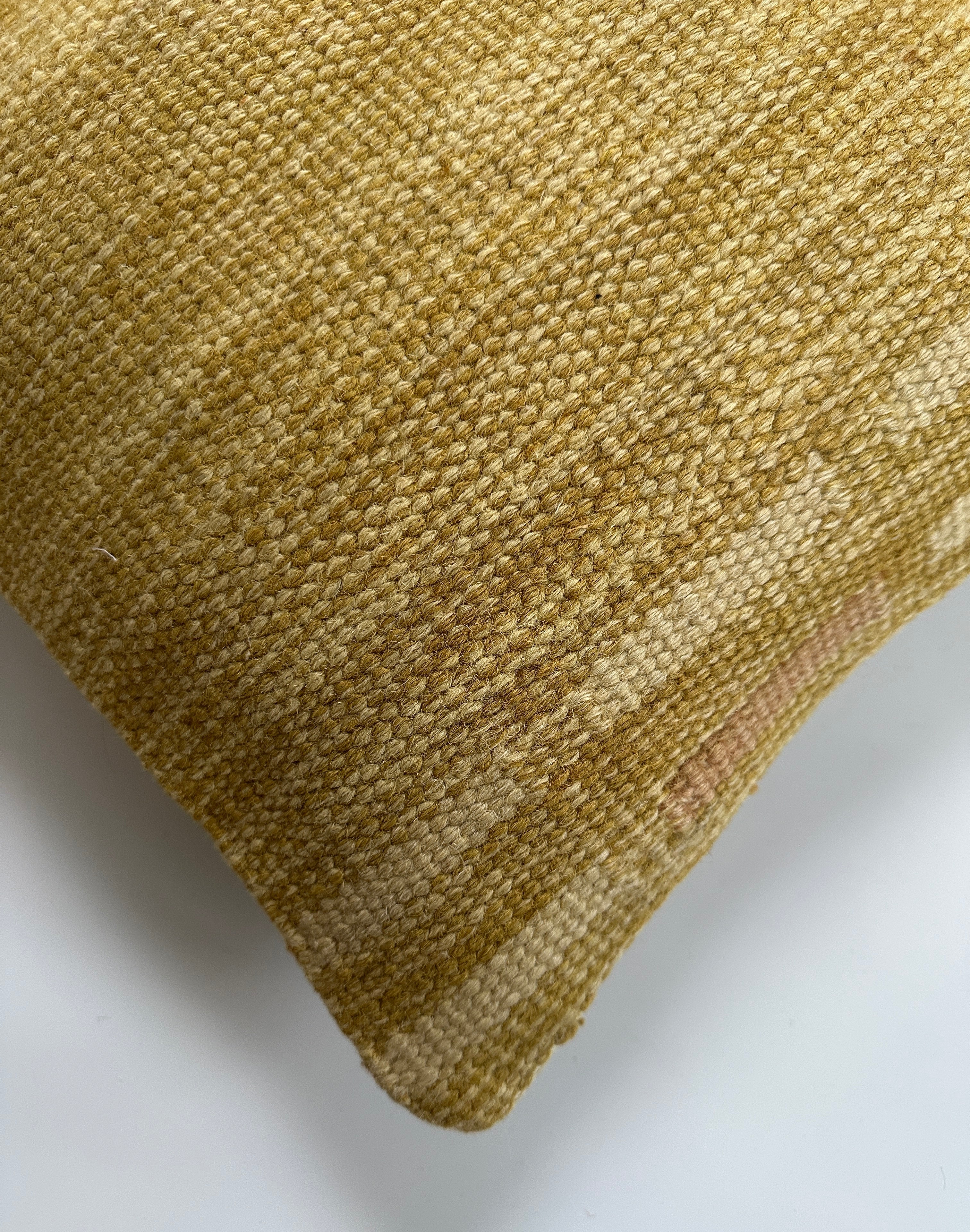 Handmade Mustard Yellow Turkish Rug Cushion Cover 16''x16'' / 37x39 CM