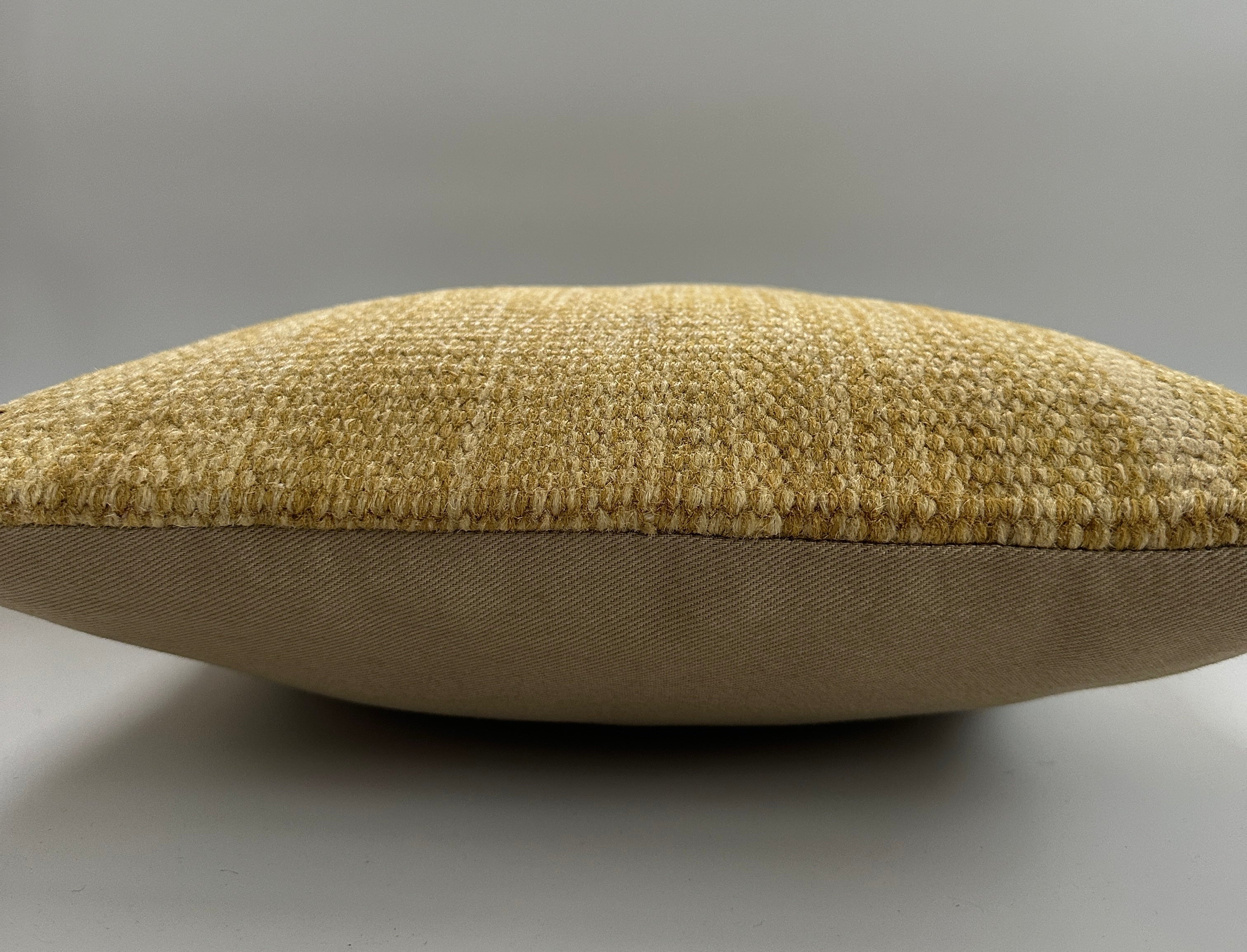 Handmade Mustard Yellow Turkish Rug Cushion Cover 16''x16'' / 37x39 CM