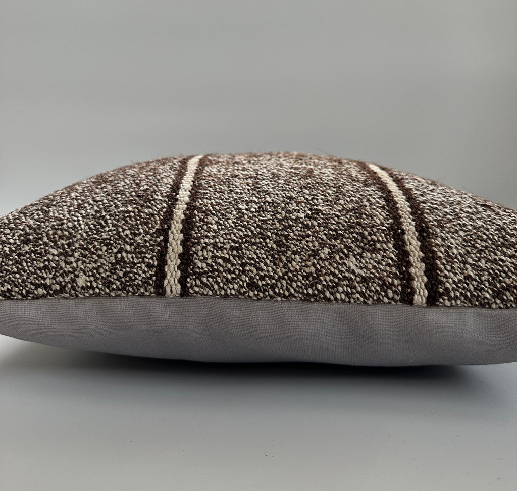 Handmade Striped Grey Turkish Rug Cushion Cover 16''x16'' / 41x40 CM