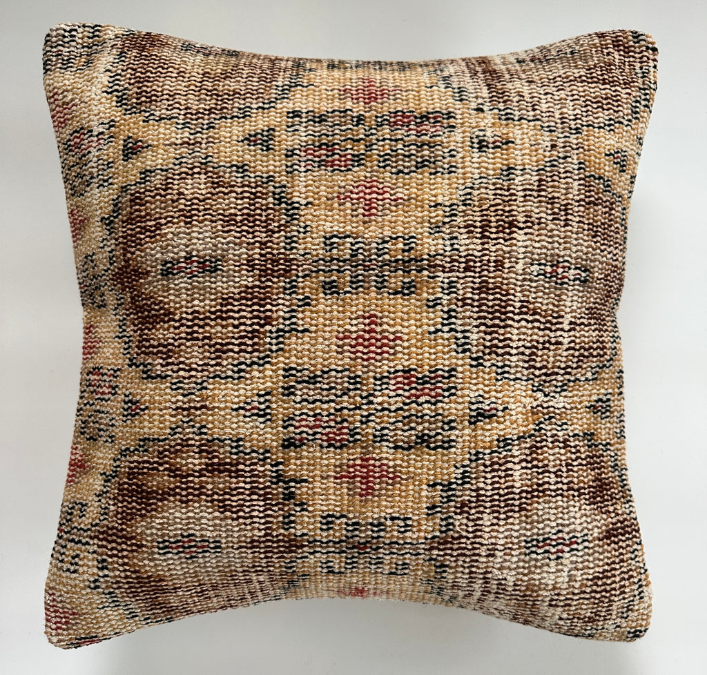 Handmade Multicoloured Turkish Rug Cushion Cover 16''x16'' / 40x40 CM
