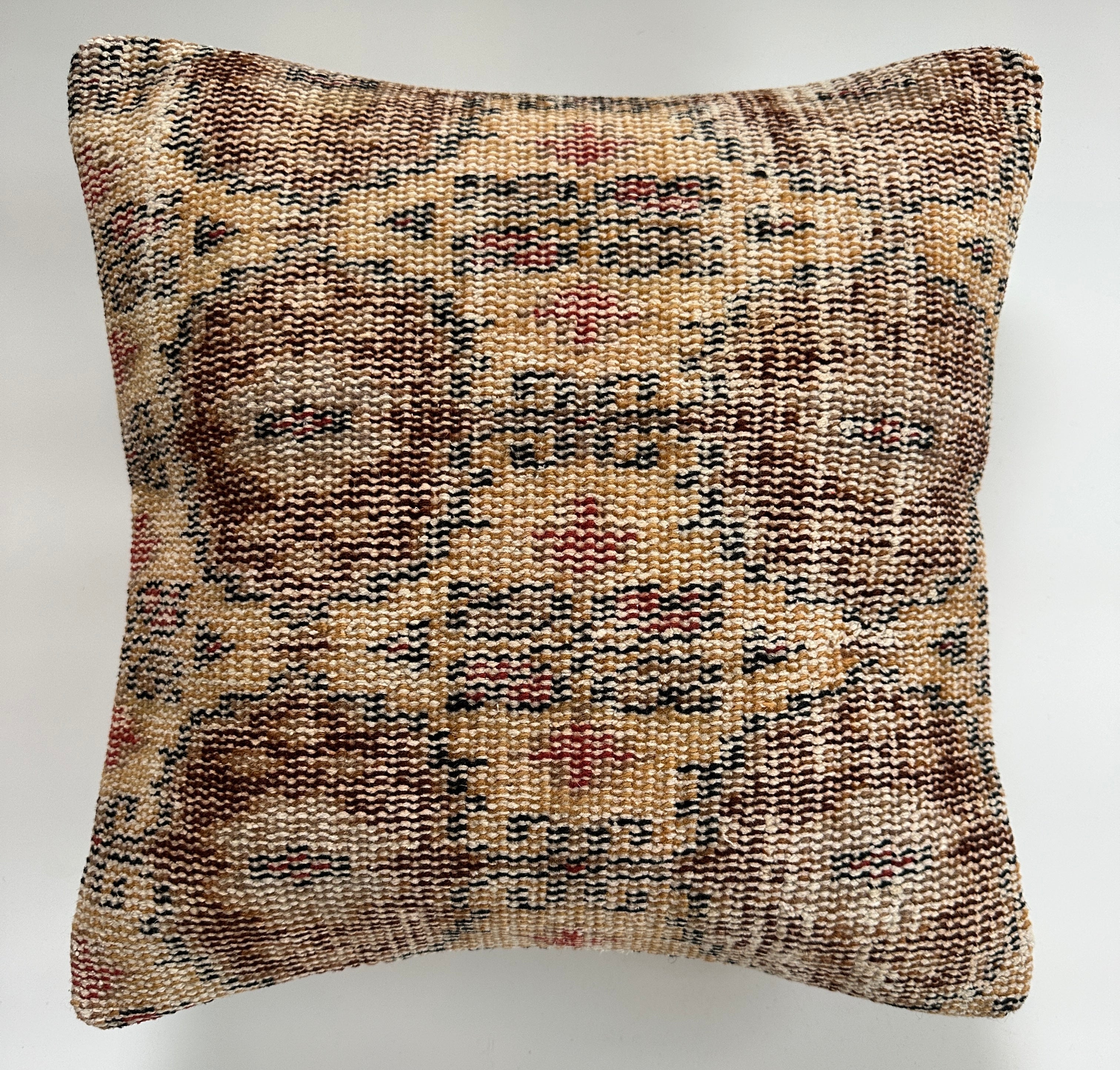 Handmade Multicoloured Turkish Rug Cushion Cover 16''x16'' / 40x40 CM