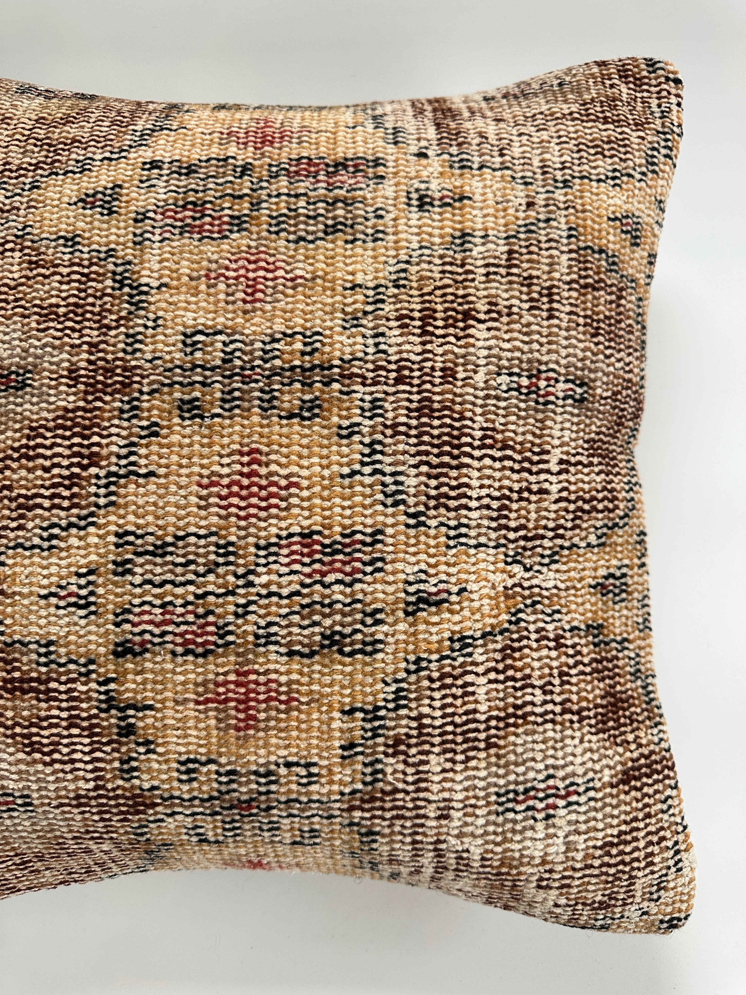 Handmade Multicoloured Turkish Rug Cushion Cover 16''x16'' / 40x40 CM