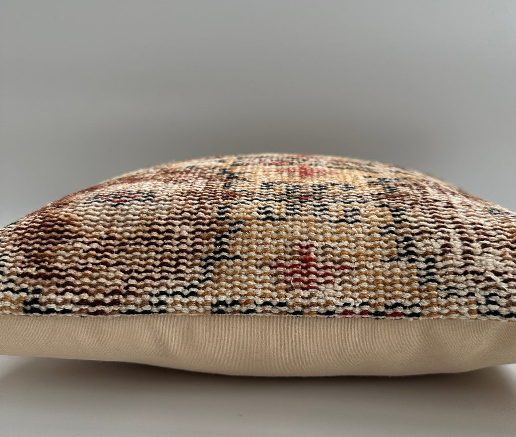 Handmade Multicoloured Turkish Rug Cushion Cover 16''x16'' / 40x40 CM