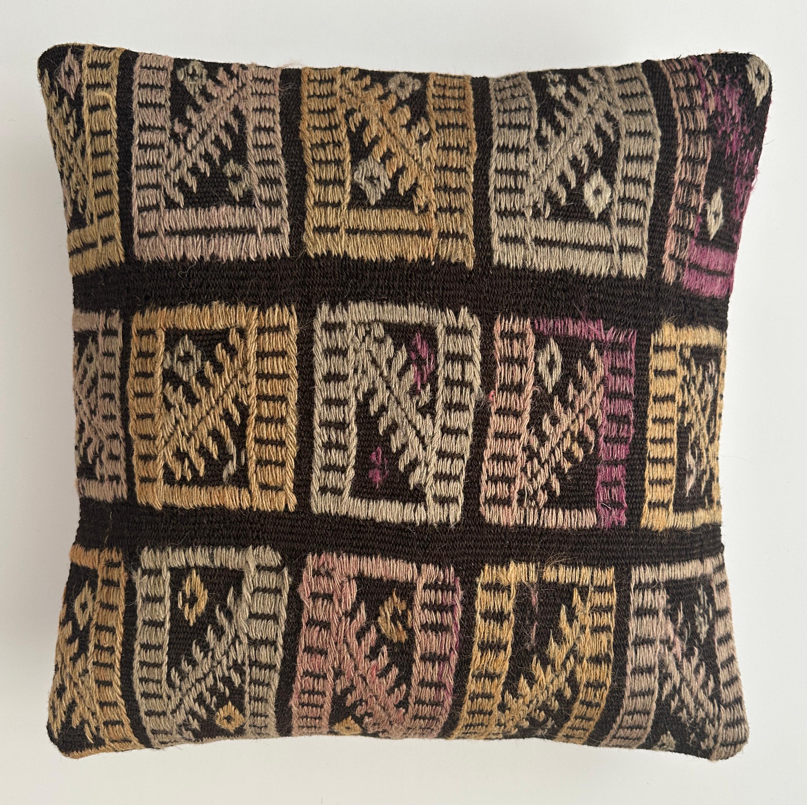 Handmade Turkish Rug Cushion Cover 16''x16'' / 40x40 CM