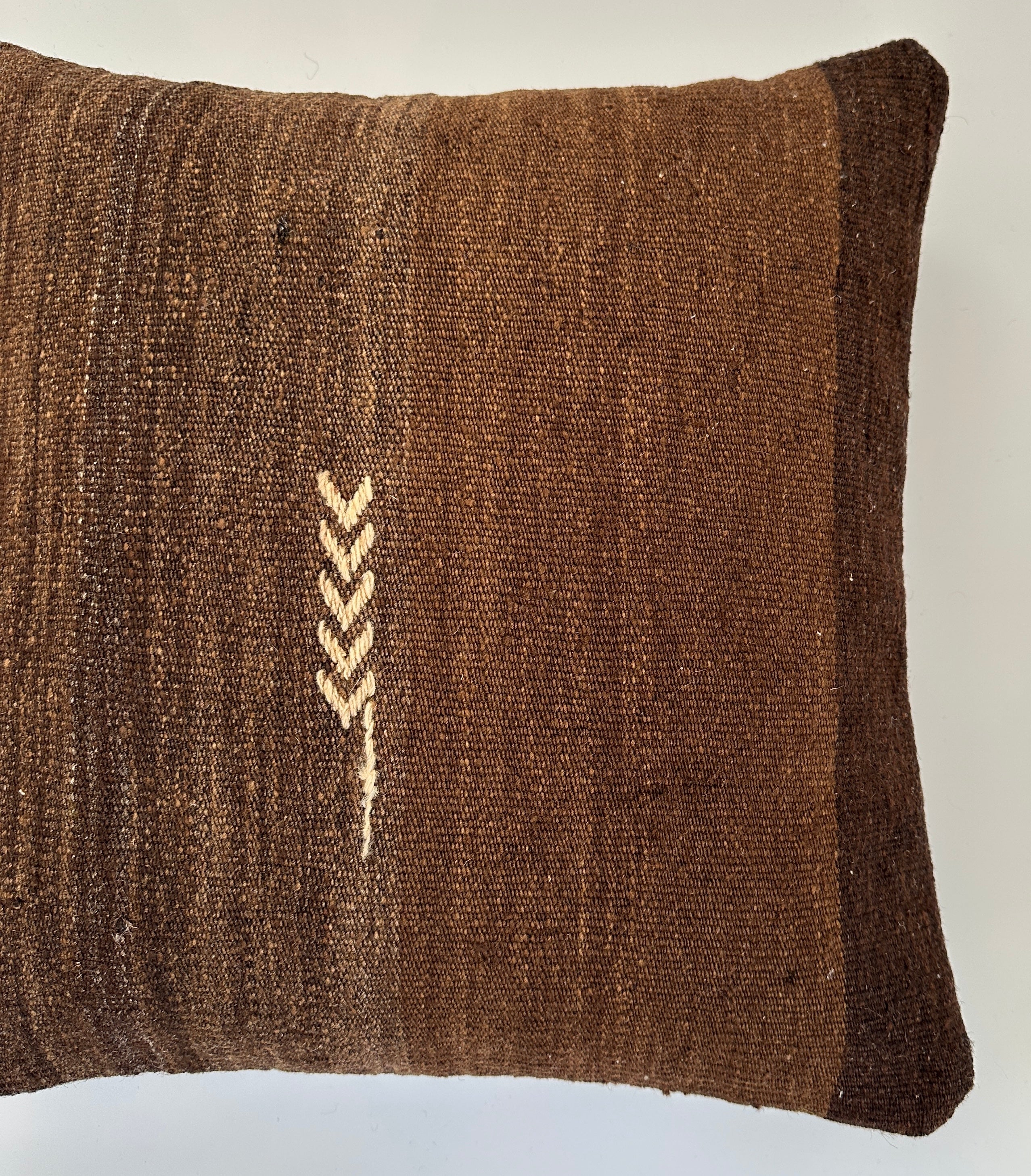Handmade Textured Brown Turkish Rug Cushion Cover 18''x18'' / 45x44 CM
