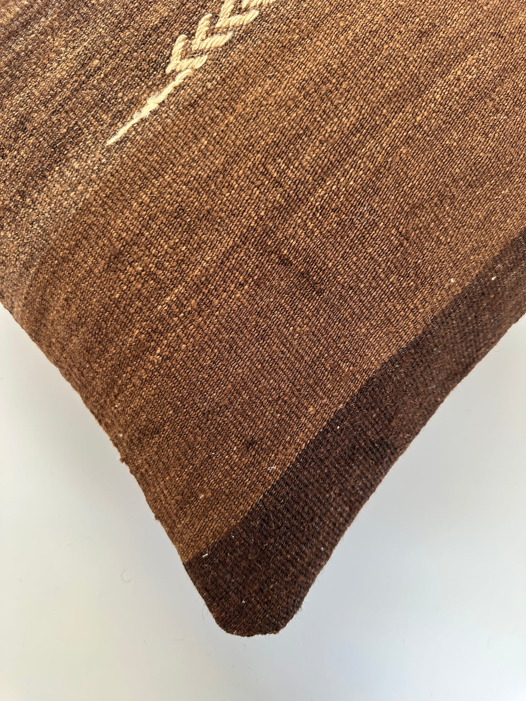 Handmade Textured Brown Turkish Rug Cushion Cover 18''x18'' / 45x44 CM