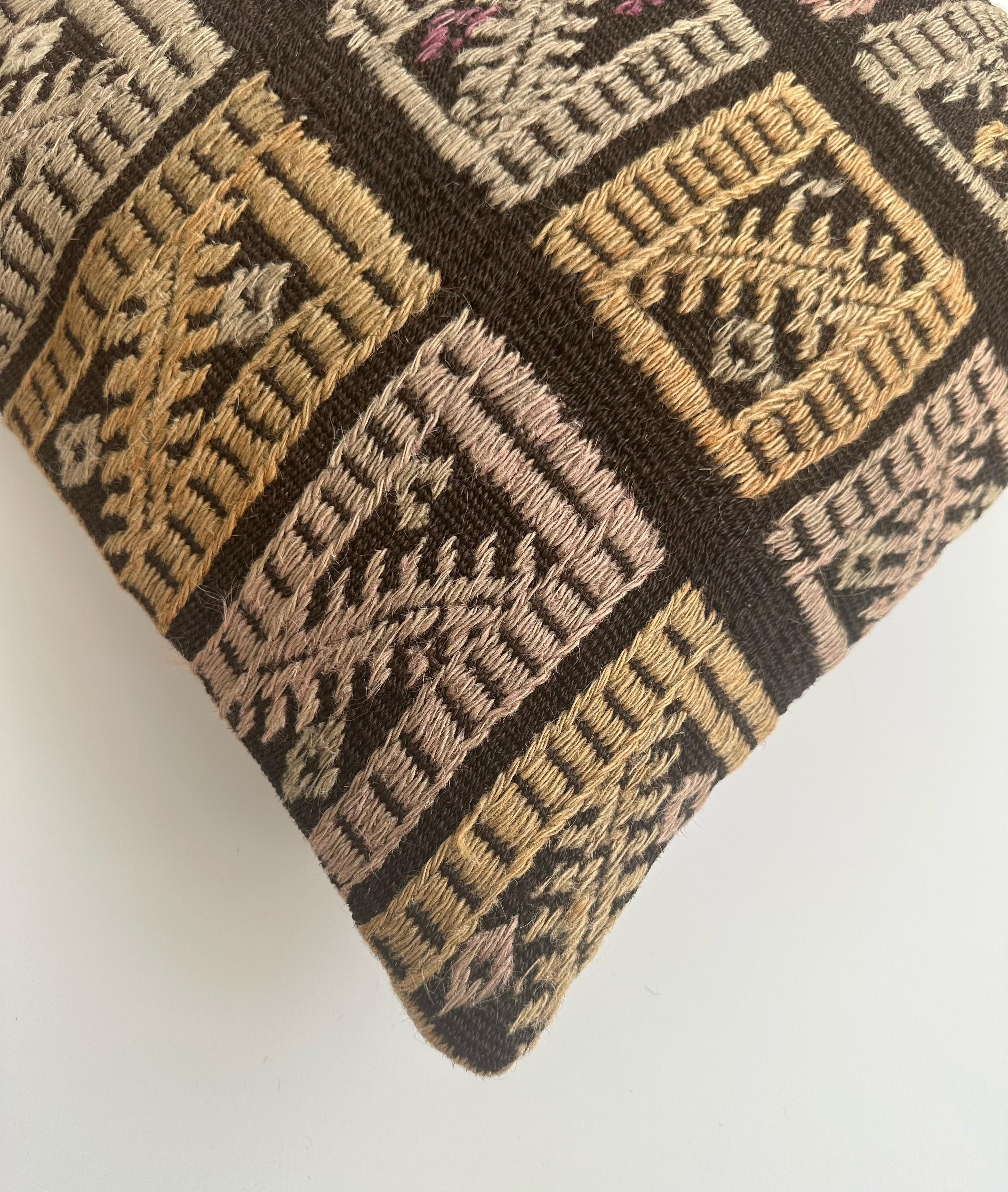 Handmade Turkish Rug Cushion Cover 16''x16'' / 40x40 CM