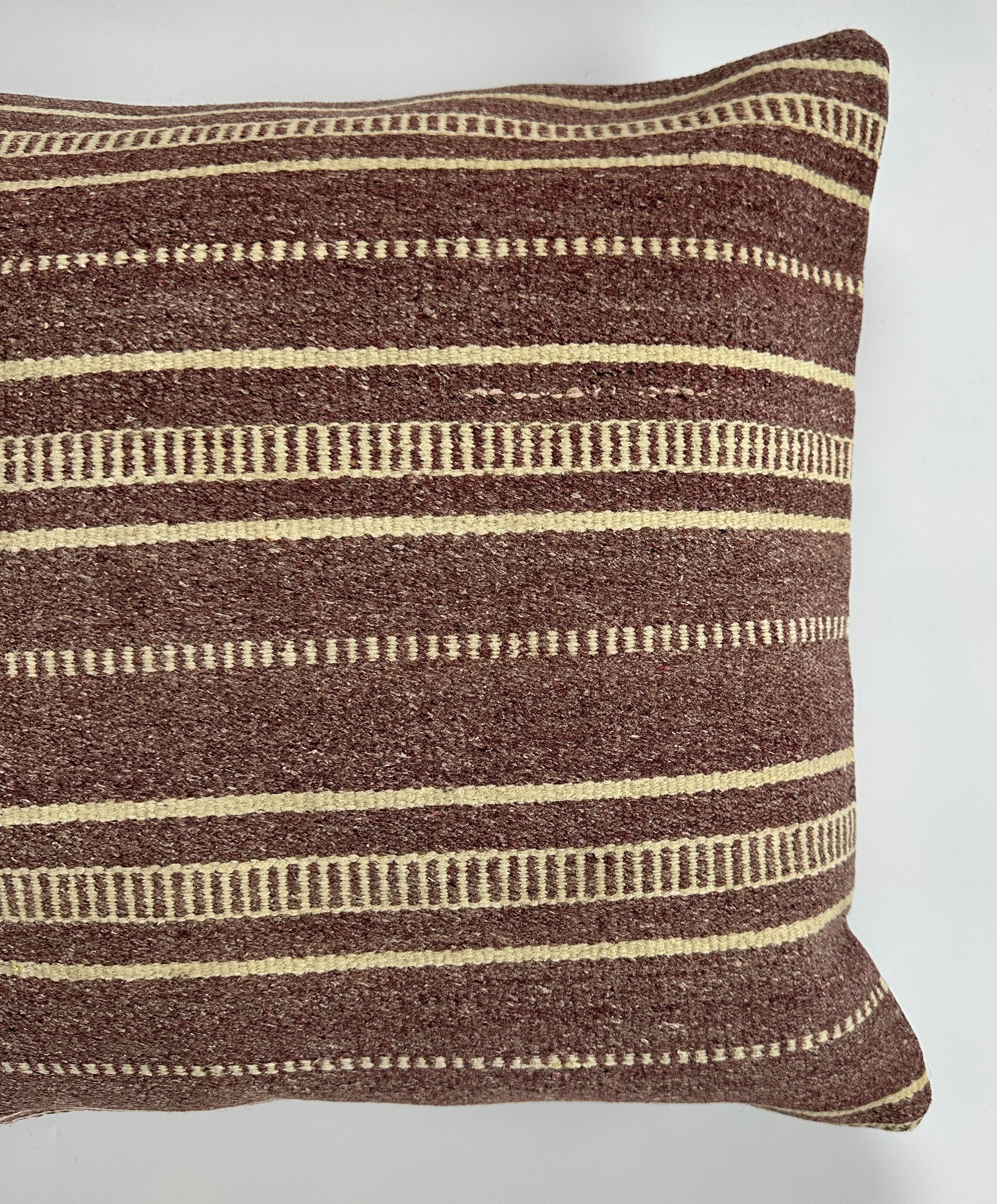 Handmade Striped Brown Turkish Cushion Cover 16''x16'' / 41x41 CM