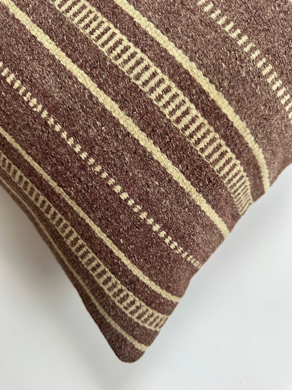 Handmade Striped Brown Turkish Cushion Cover 16''x16'' / 41x41 CM