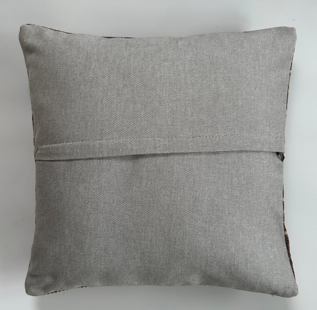 Handmade Striped Brown Turkish Cushion Cover 16''x16'' / 41x41 CM