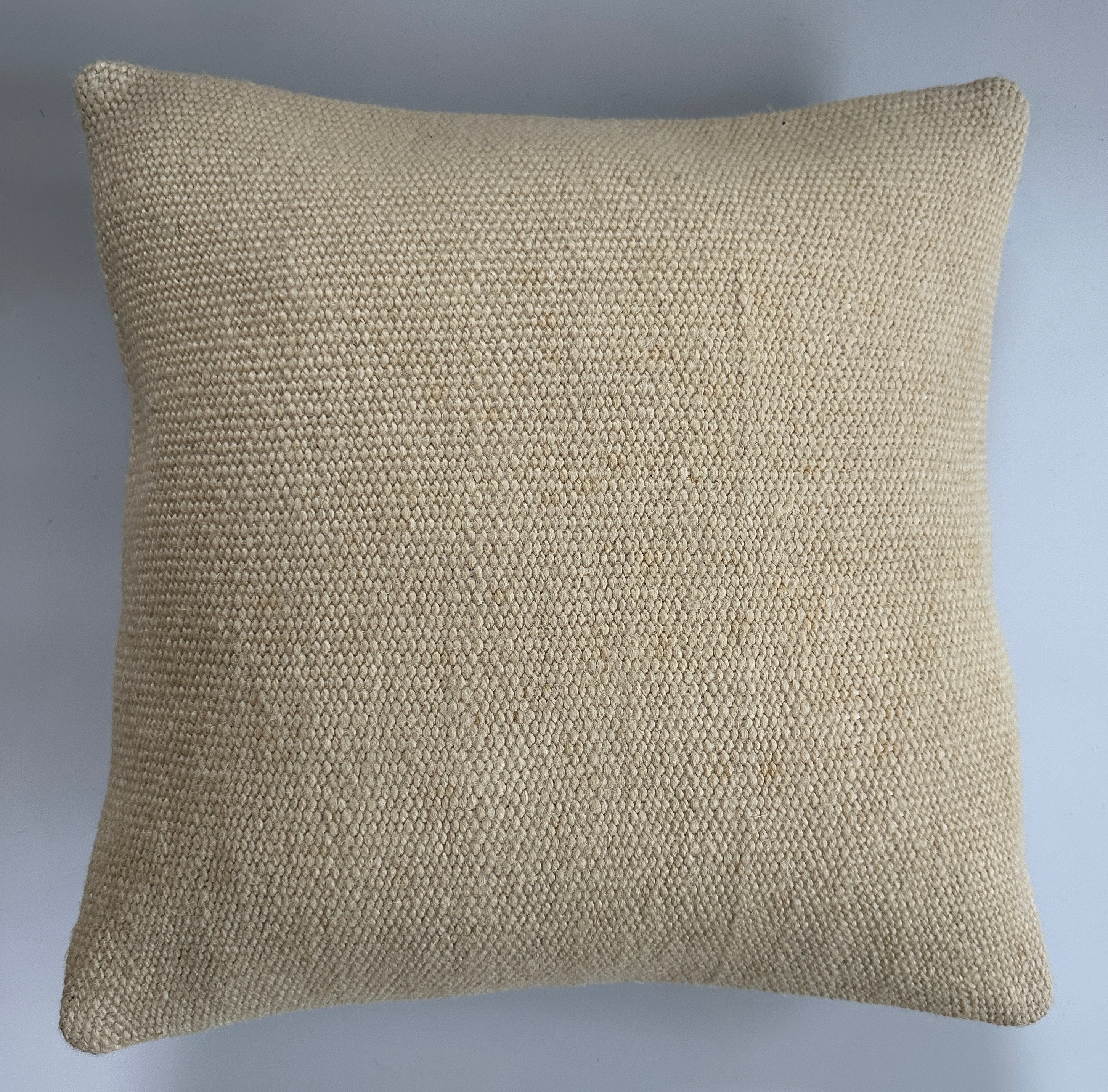 Handmade Textured Cream Turkish Cushion Cover 16''x16'' / 41x41 CM