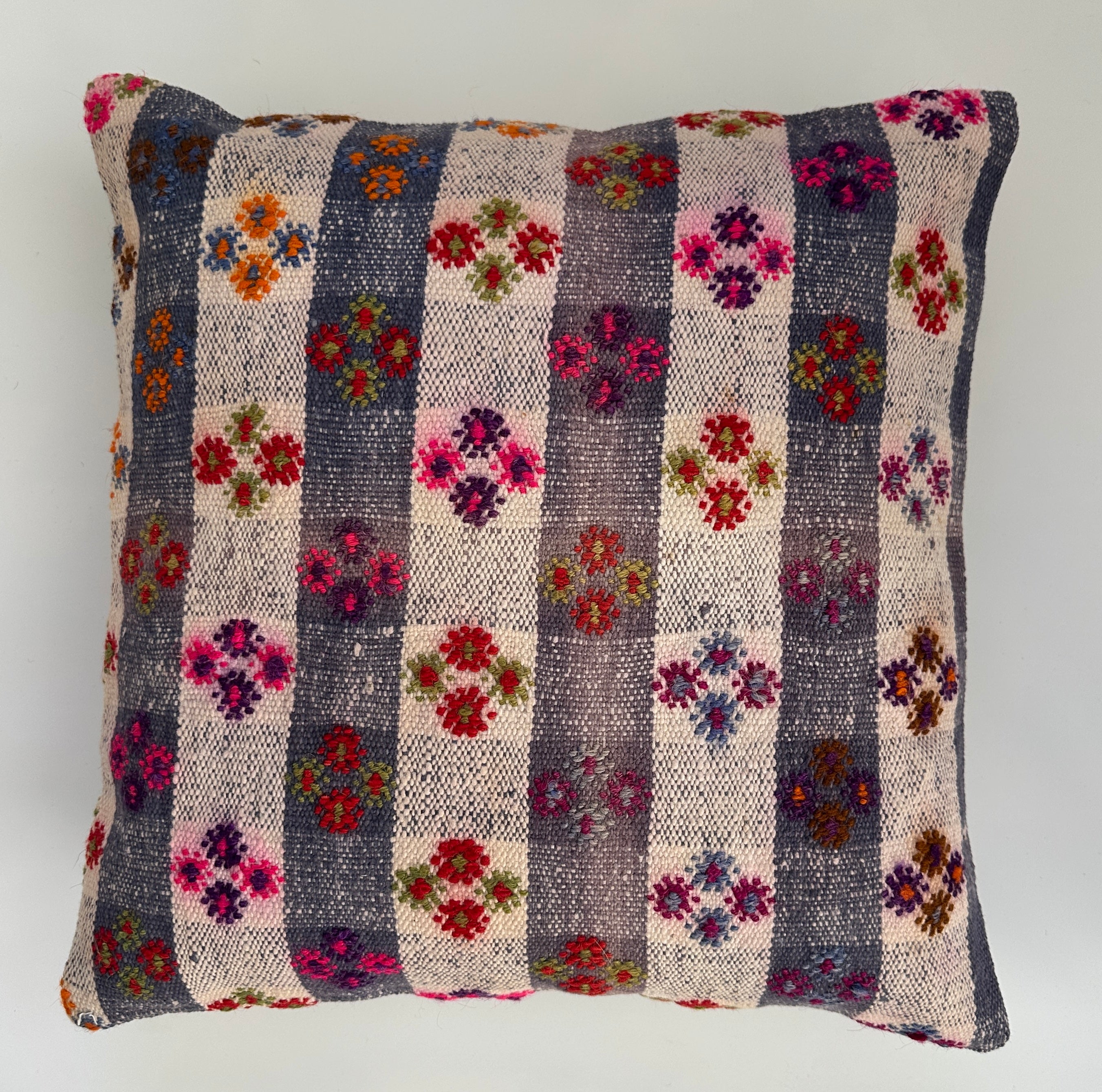 Handmade Chintamani Multicolour Turkish Rug Cushion Cover 18''x18'' / 45x44 CM