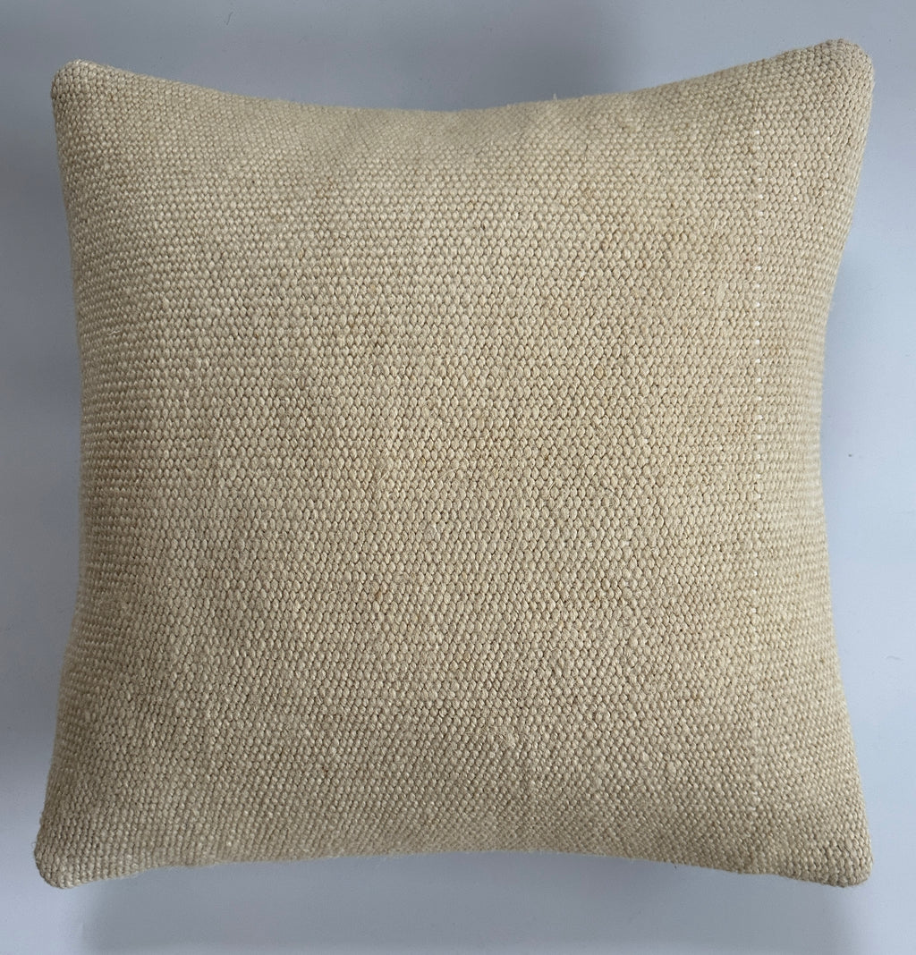 Handmade Textured Cream Turkish Cushion Cover 16''x16'' / 40x40 CM