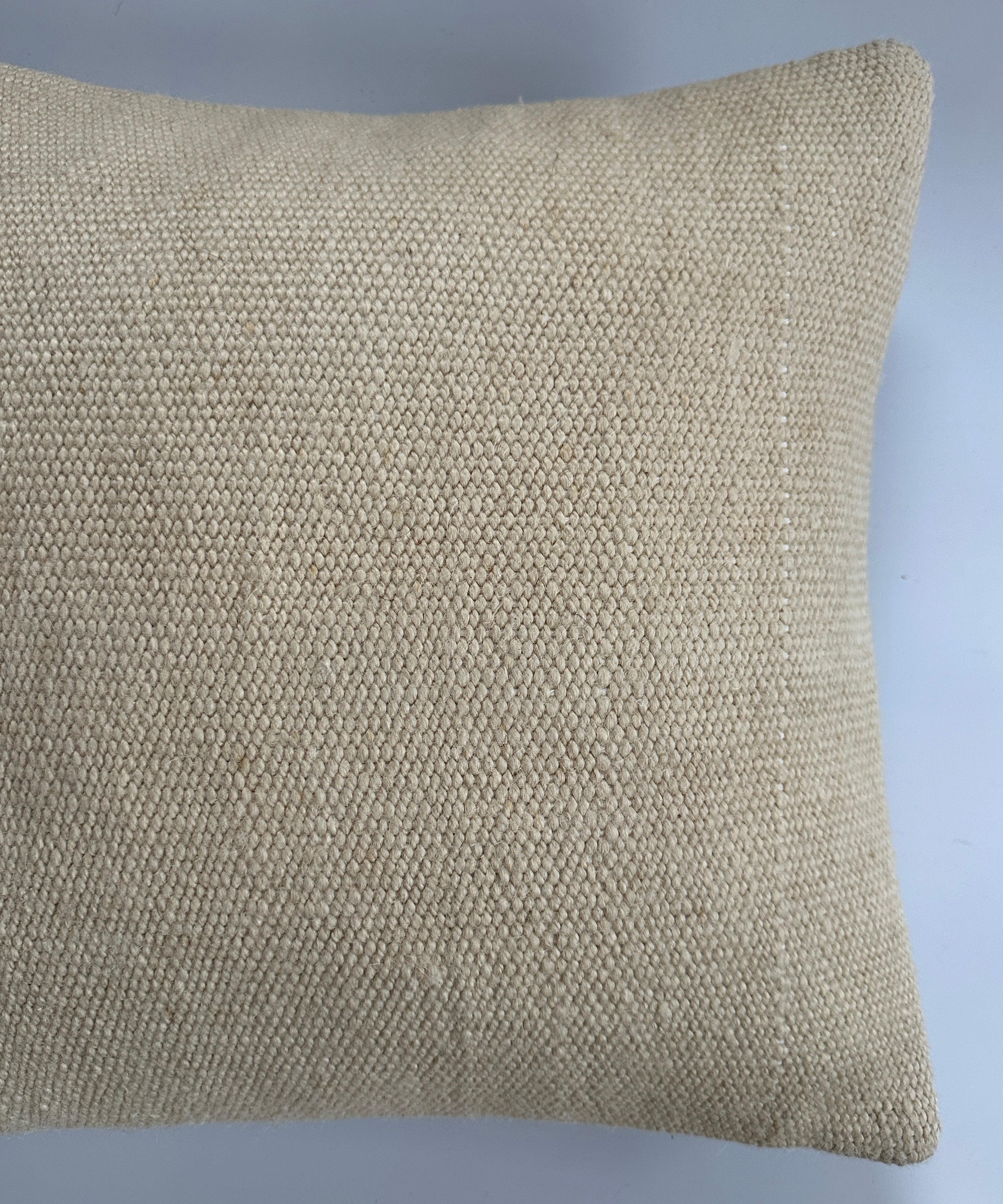Handmade Textured Cream Turkish Cushion Cover 16''x16'' / 40x40 CM