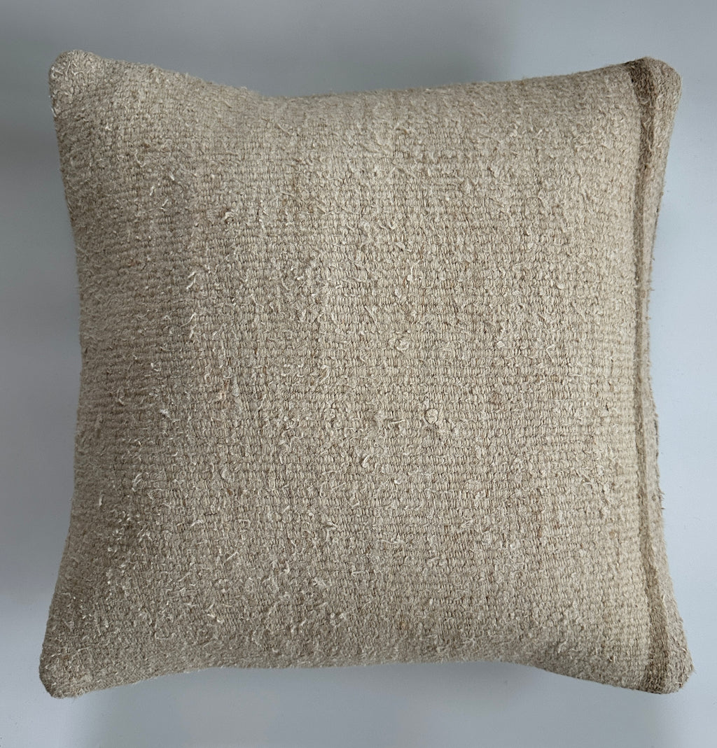 Handmade Textured Cream Turkish Cushion Cover 16''x16'' / 40x40 CM