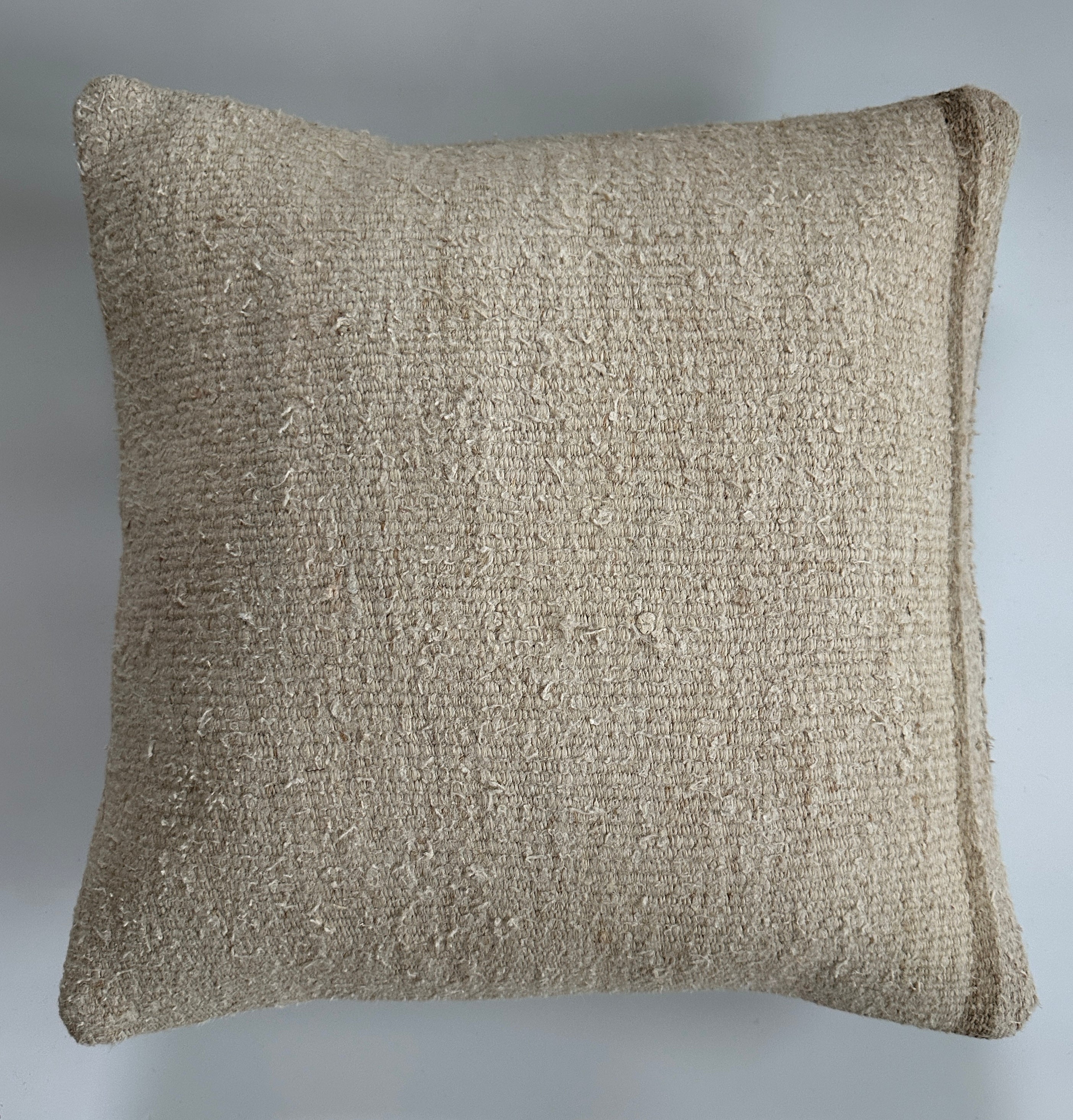 Handmade Textured Cream Turkish Cushion Cover 16''x16'' / 40x40 CM
