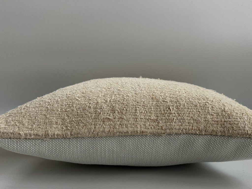 Handmade Textured Cream Turkish Cushion Cover 16''x16'' / 40x40 CM