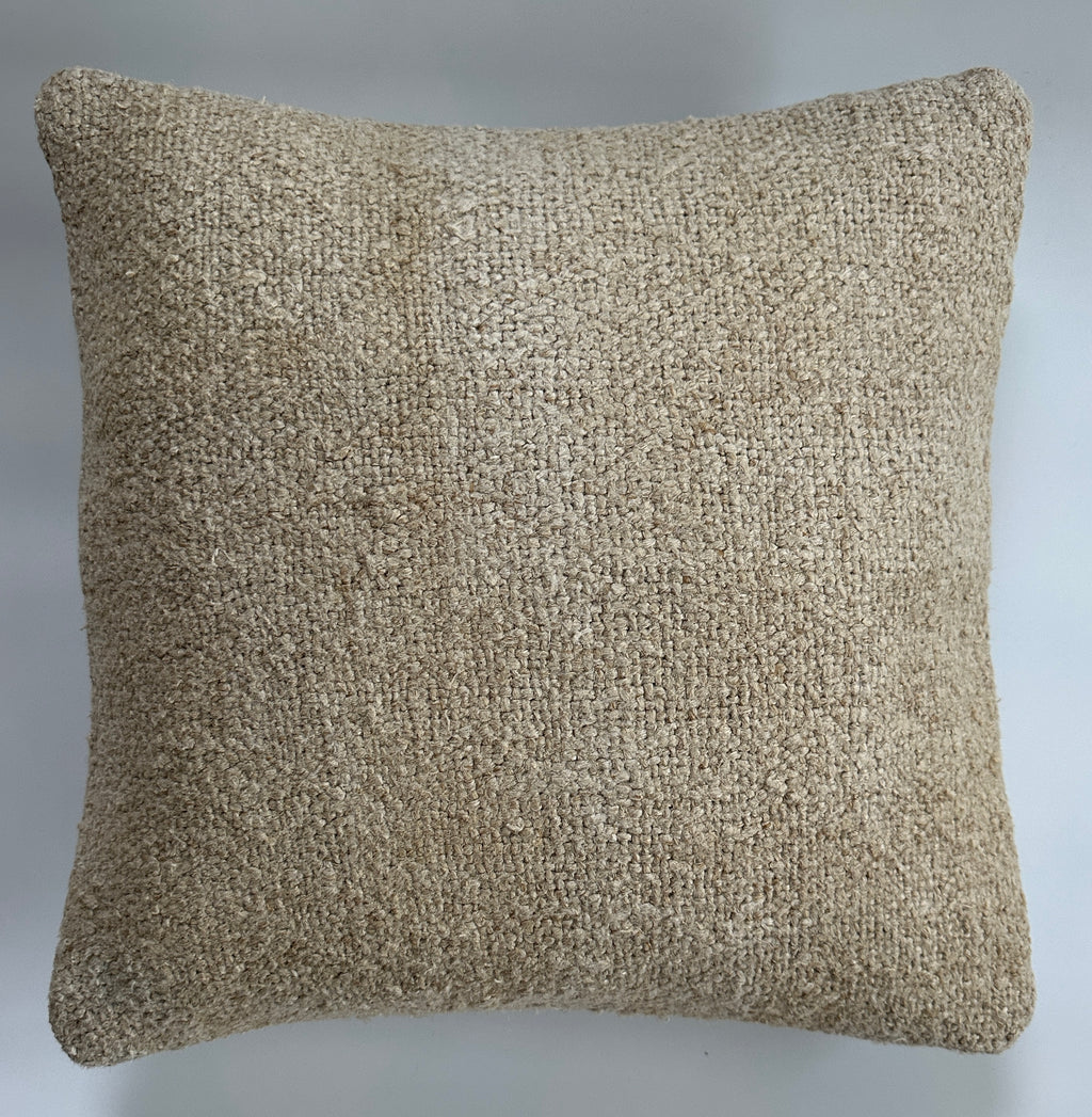 Handmade Textured Cream Turkish Cushion Cover 16''x16'' / 41x40 CM