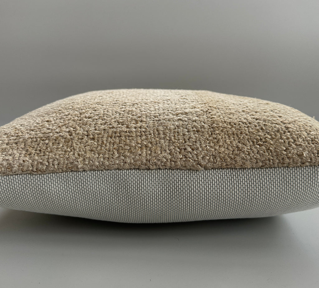 Handmade Textured Cream Turkish Cushion Cover 16''x16'' / 41x40 CM
