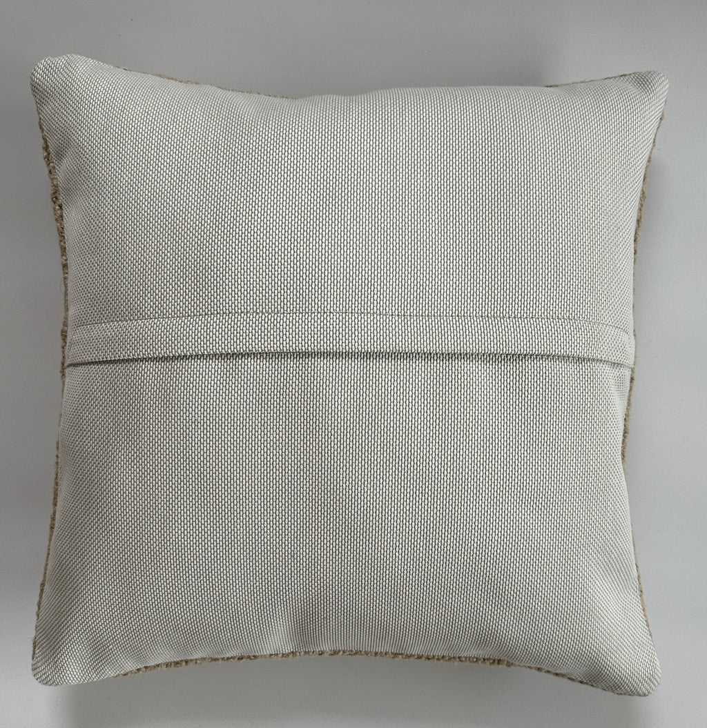 Handmade Textured Cream Turkish Cushion Cover 16''x16'' / 41x40 CM